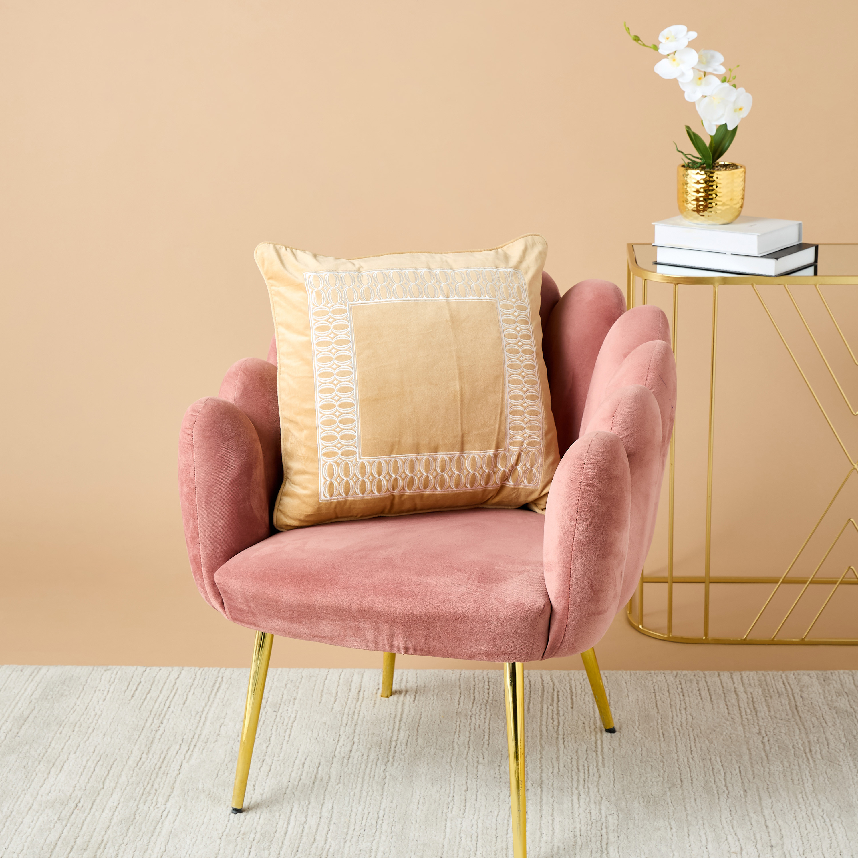 Gia Como Embroidered Filled Cushion - 50x50 cm-household-cushionsandthrows-filledcushions-decorativecushions-image-1