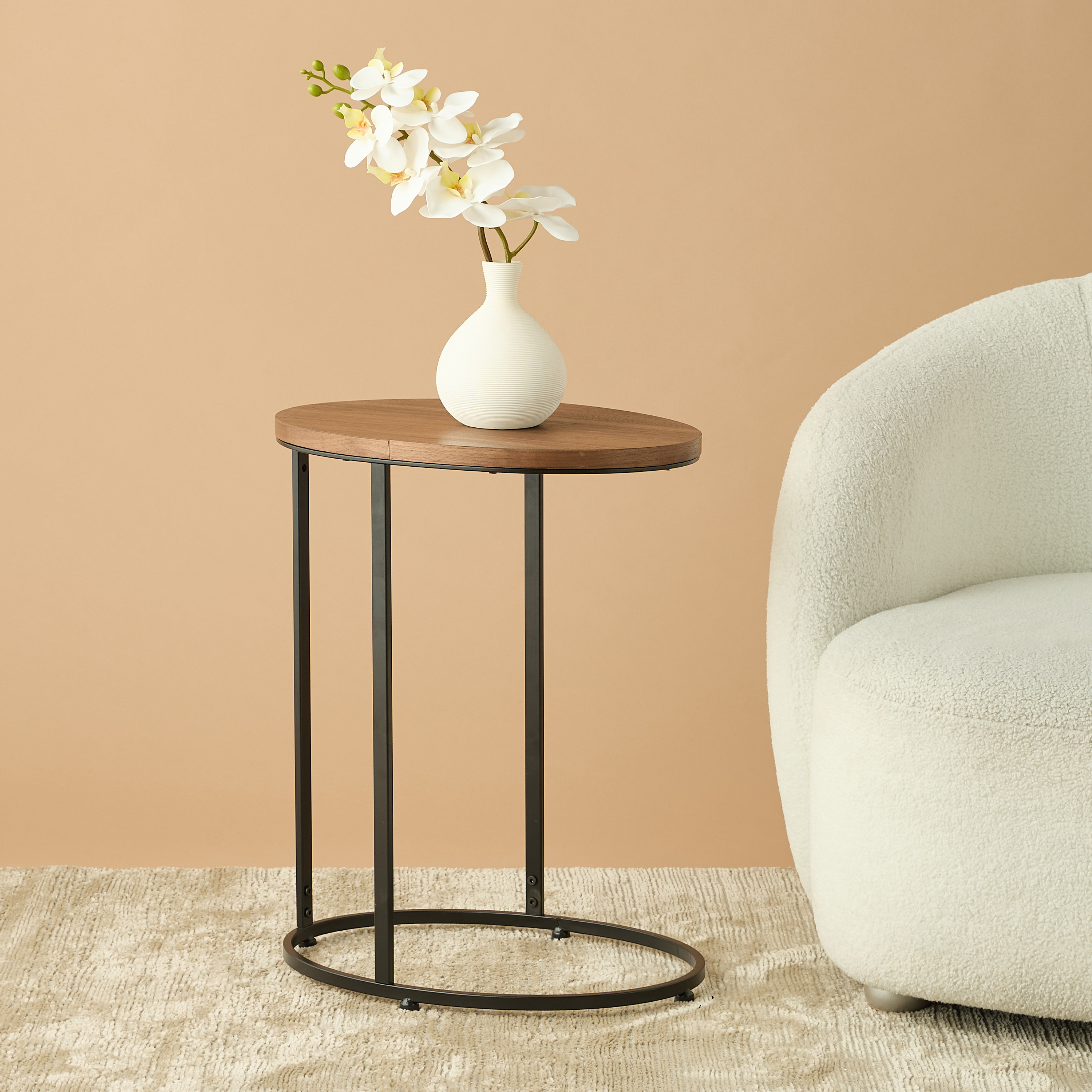 طاولة جانبية خشب بقاعدة معدن - 48x34x61 سم-furniture-livingroom-sideandendtables-image-1