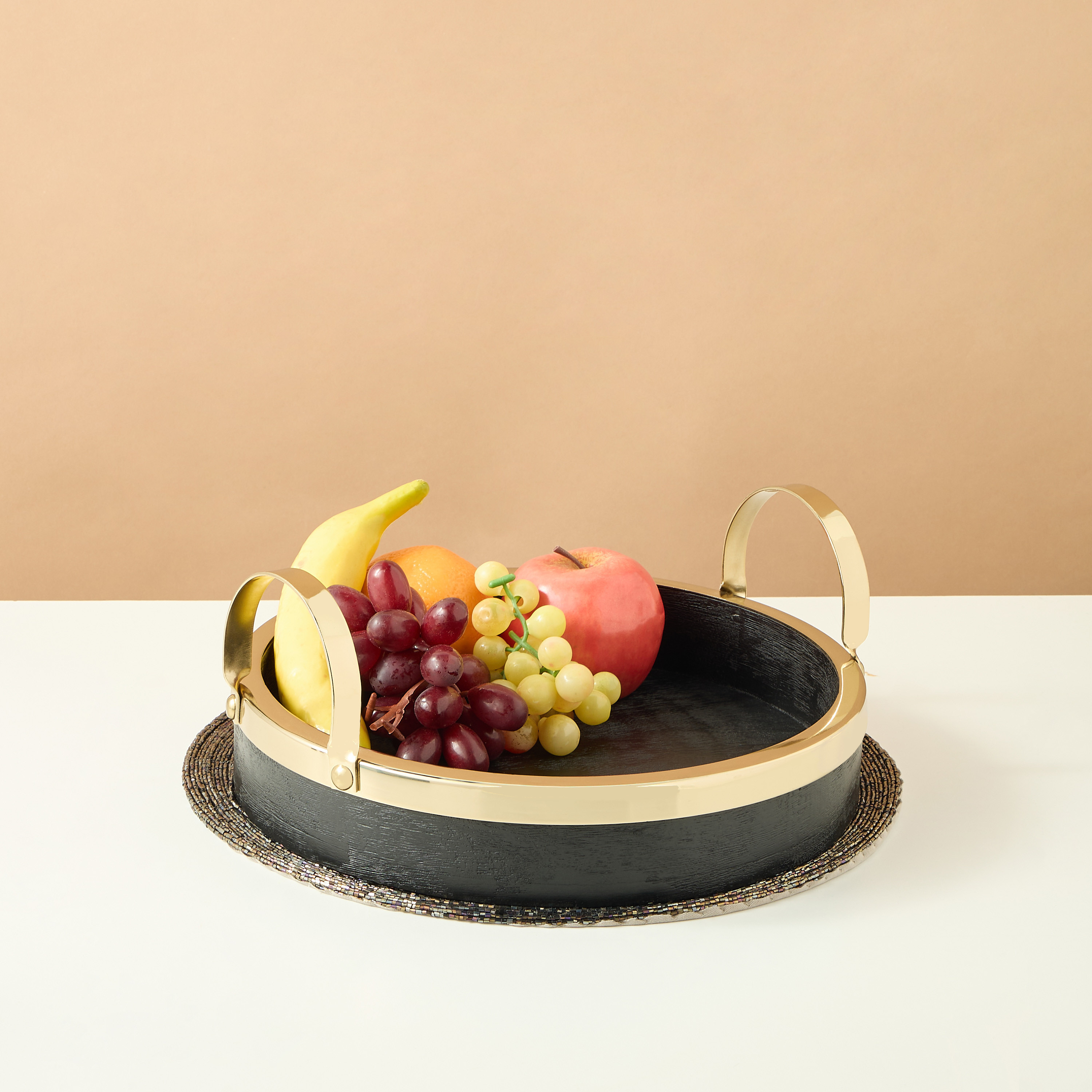 Wooden and Iron Decorative Tray - 10x30 cms-household-dining-serveware-servingtrays-image-1