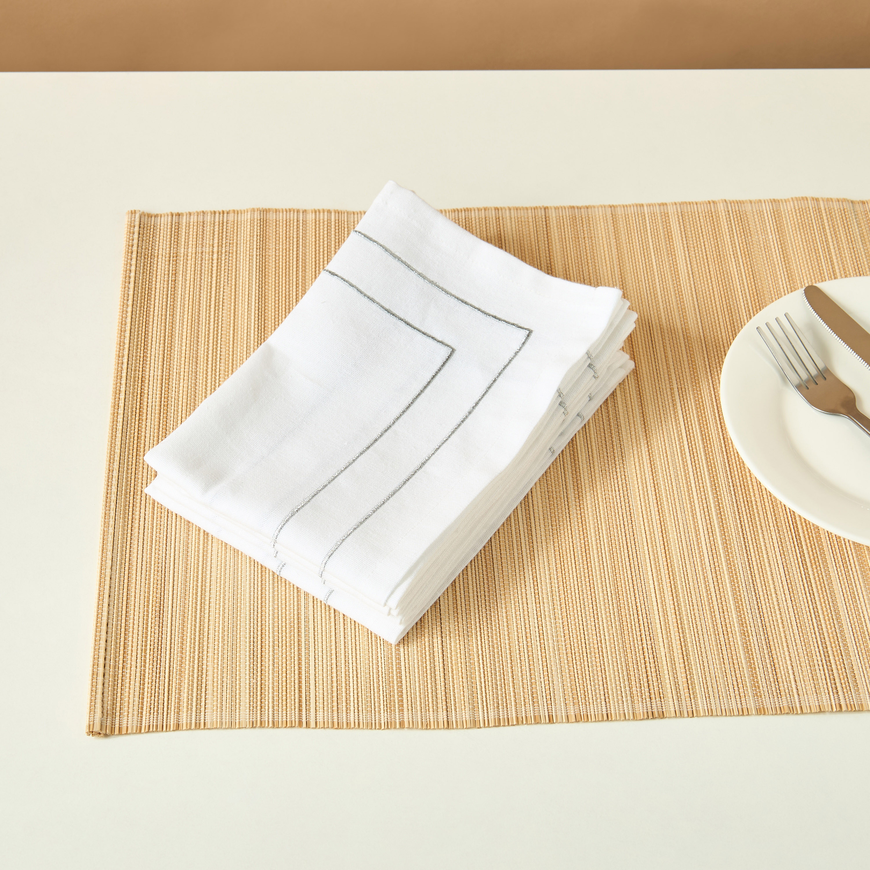 Gia 4-Piece Embroidered Napkin Set - 42x42 cms-household-dining-tablelinen-napkinsandaccessories-image-1