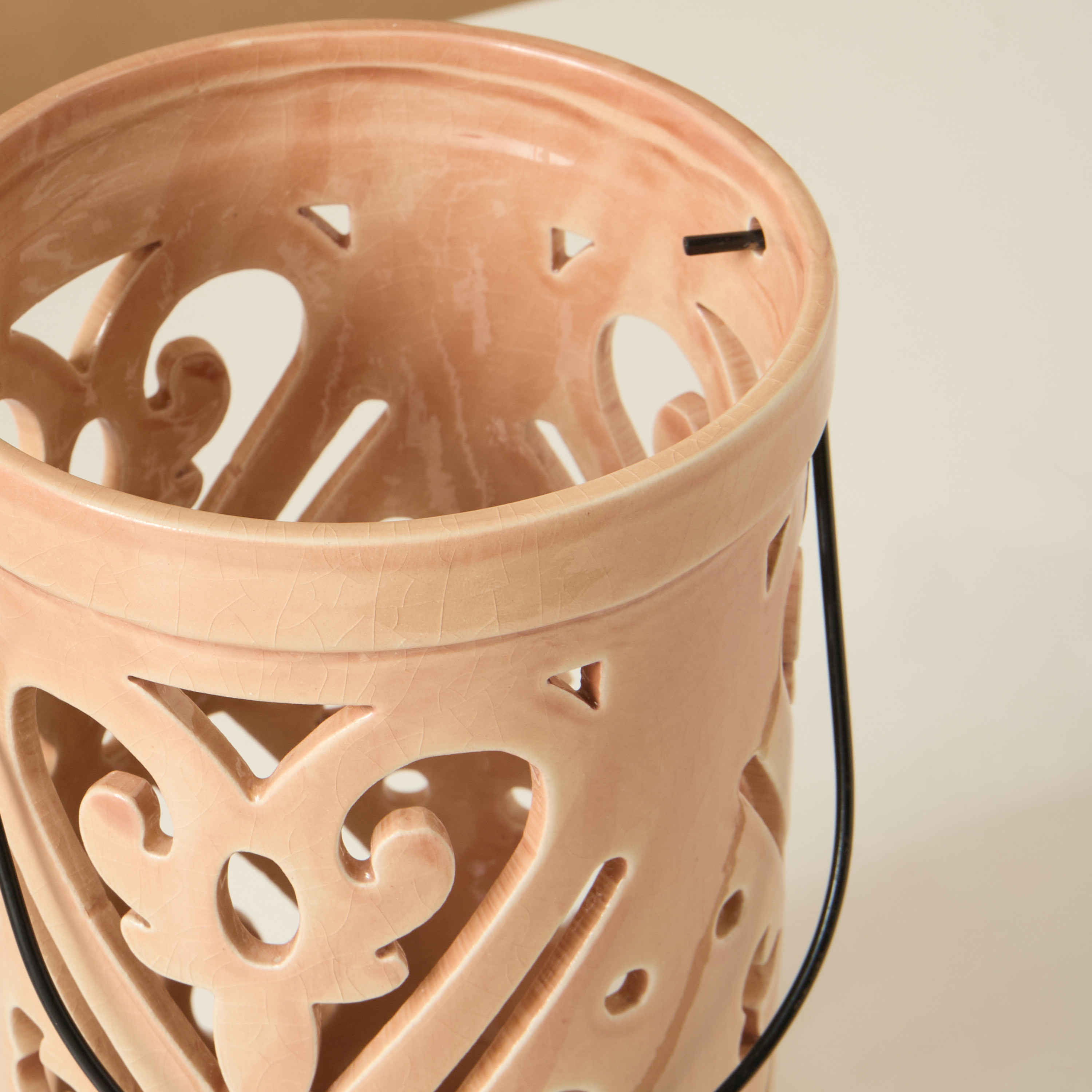 Palm Decorative Ceramic Lantern - 15 cms-household-decor-decorativeobjectsandsculptures-image-4