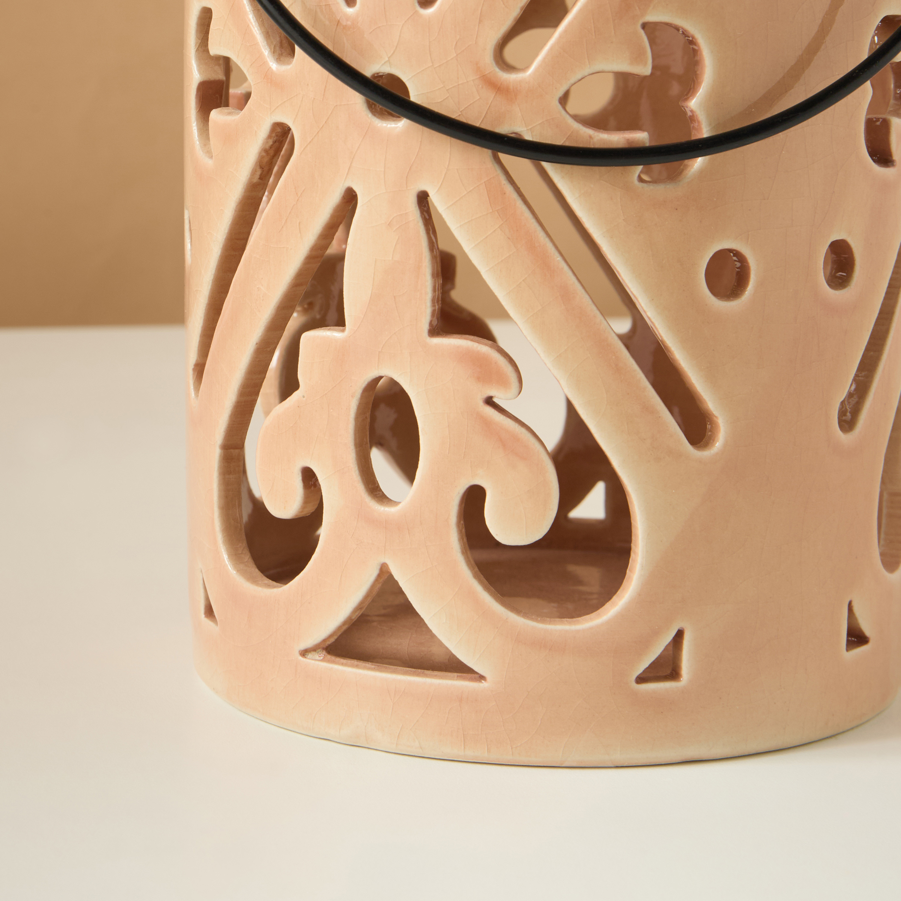 Palm Decorative Ceramic Lantern - 15 cms-household-decor-decorativeobjectsandsculptures-image-5