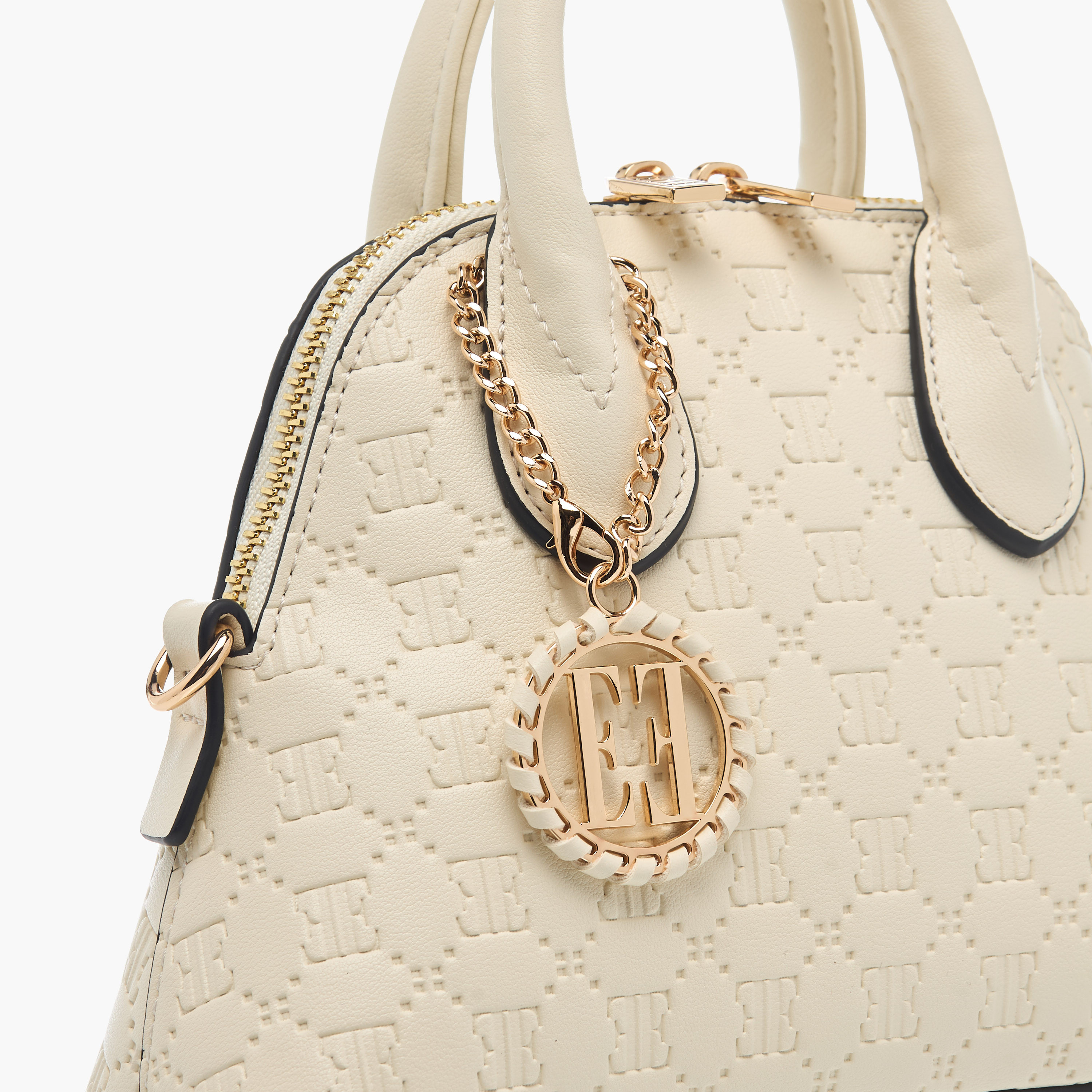 شنطة كروس بودي صغيرة بنقوش مونوجرام ومقبض مزدوج وسحاب إغلاق من إيل-women-bagsandwallets-handbags-image-4