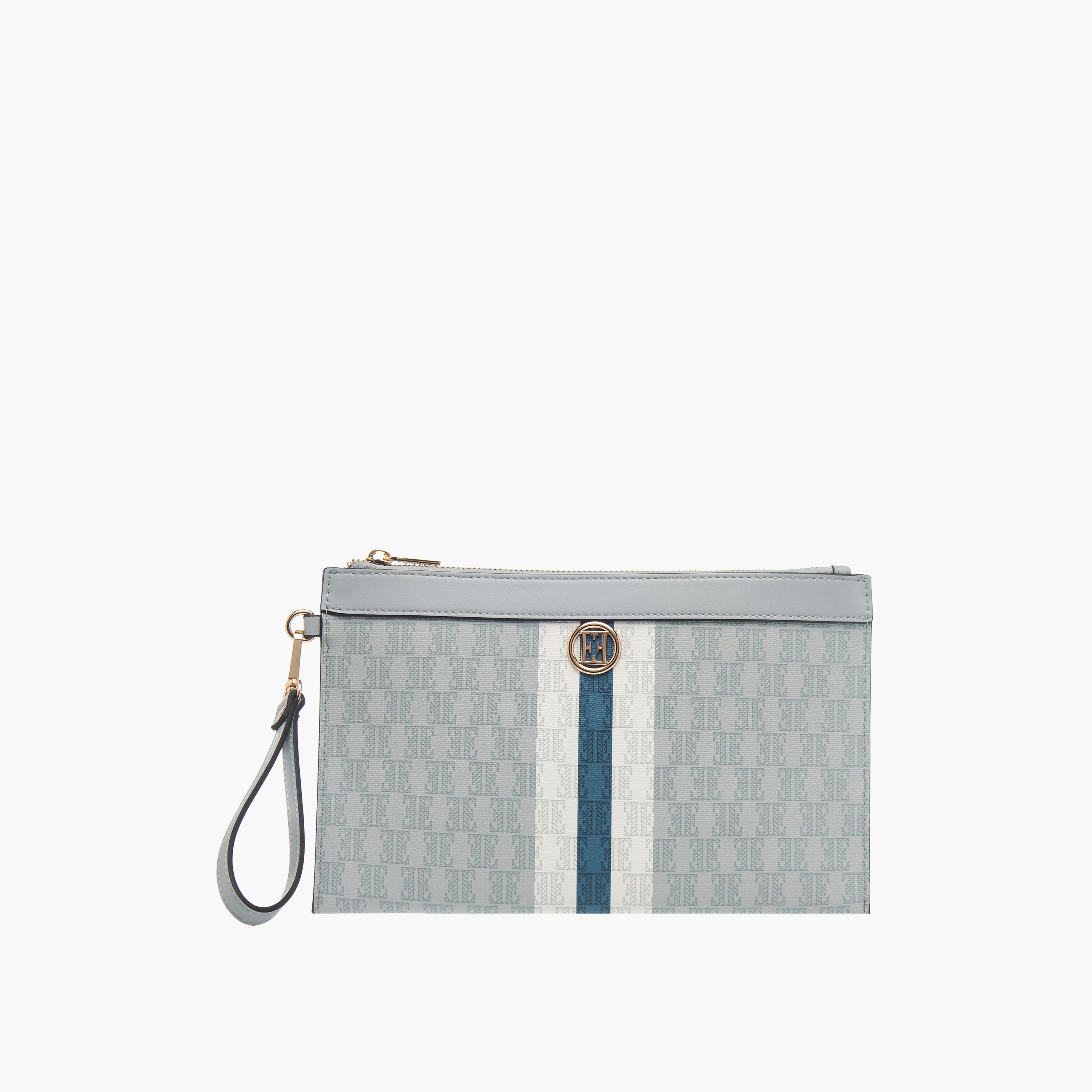 Elle Monogram Print Wallet with Zip Closure-women-bagsandwallets-wallets-image-1