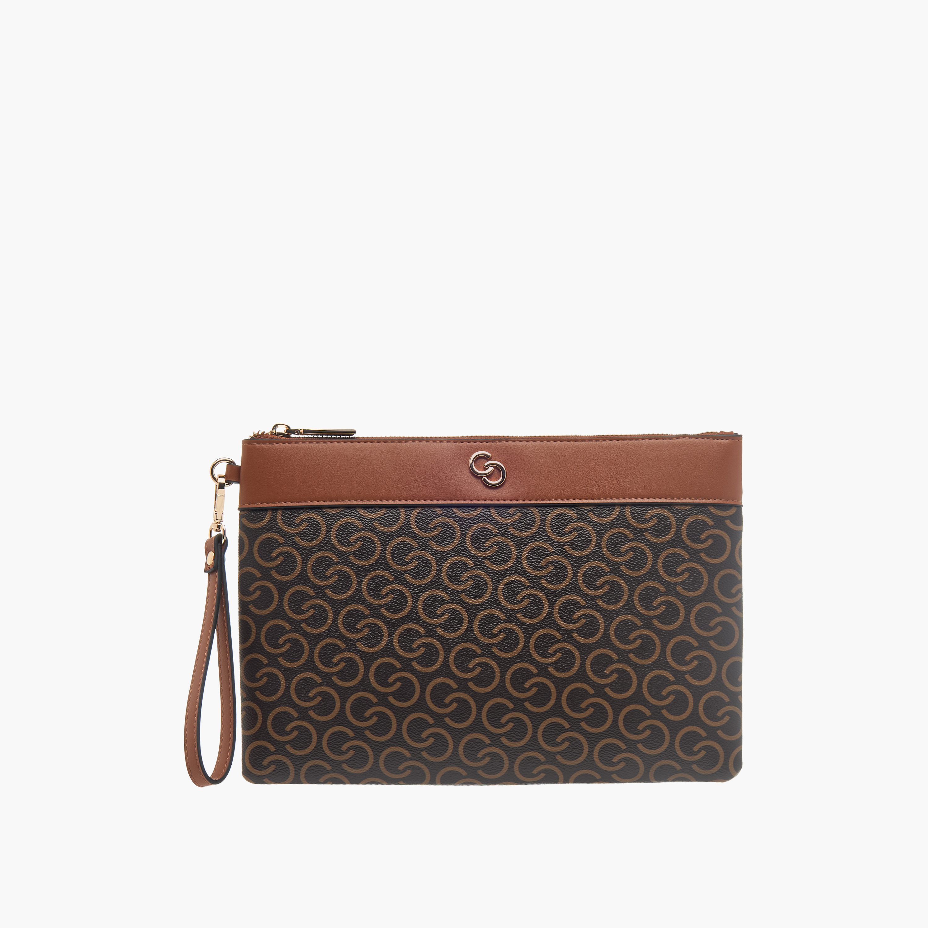 محفظة بطبعات مونوجرام وحزام معصم وسحاب إغلاق من سيليست-women-bagsandwallets-wallets-image-1