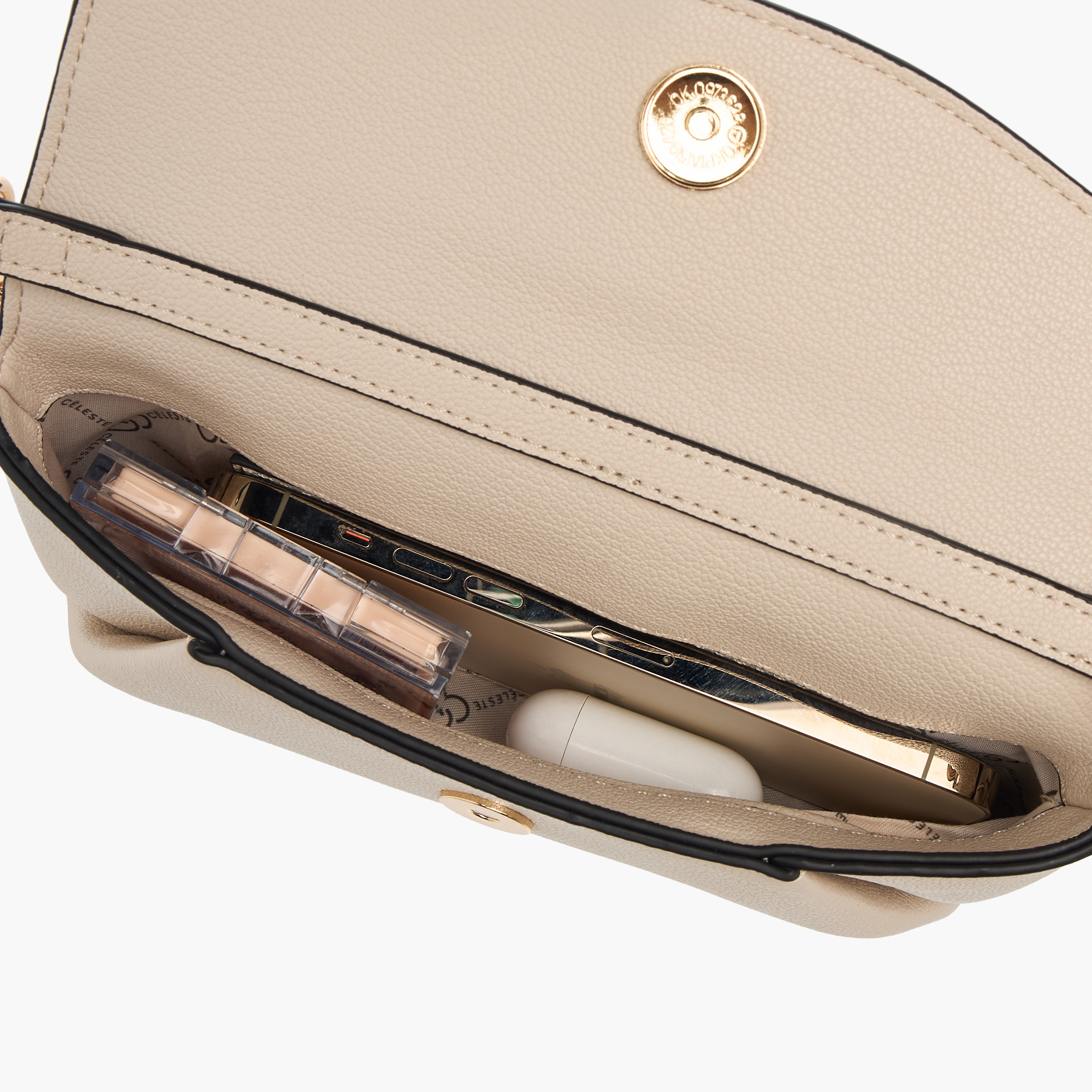 Celeste Stud Detail Clutch with Chain Strap and Flap Closure-women-bagsandwallets-handbags-image-7