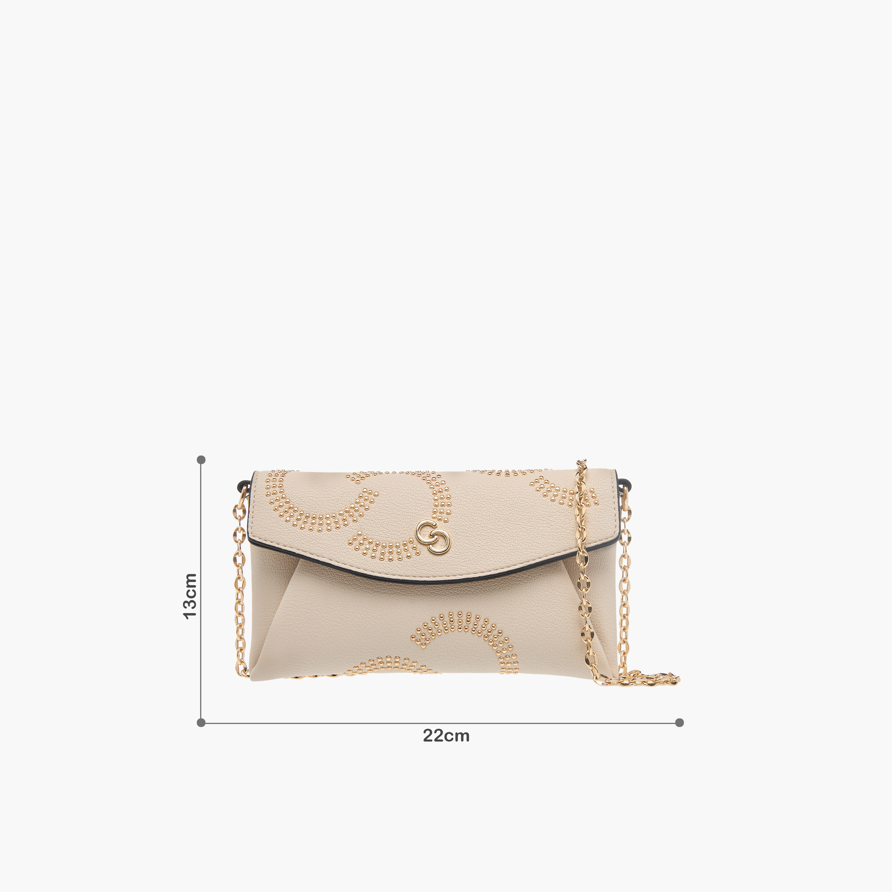 Celeste Stud Detail Clutch with Chain Strap and Flap Closure-women-bagsandwallets-handbags-image-8