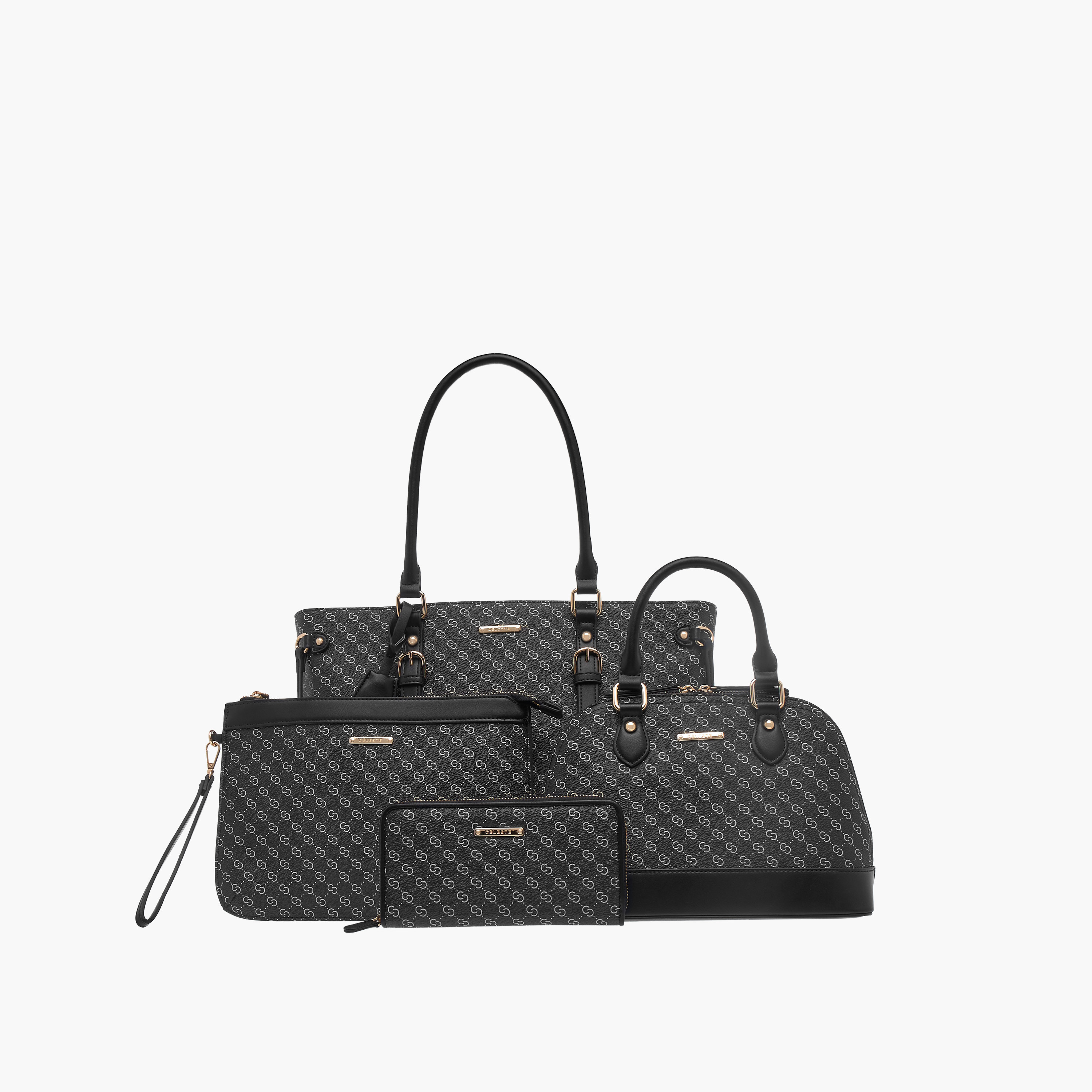 مجموعة شنط 4 قطع بطبعات مونوغرام من سيليست-women-bagsandwallets-handbags-image-1