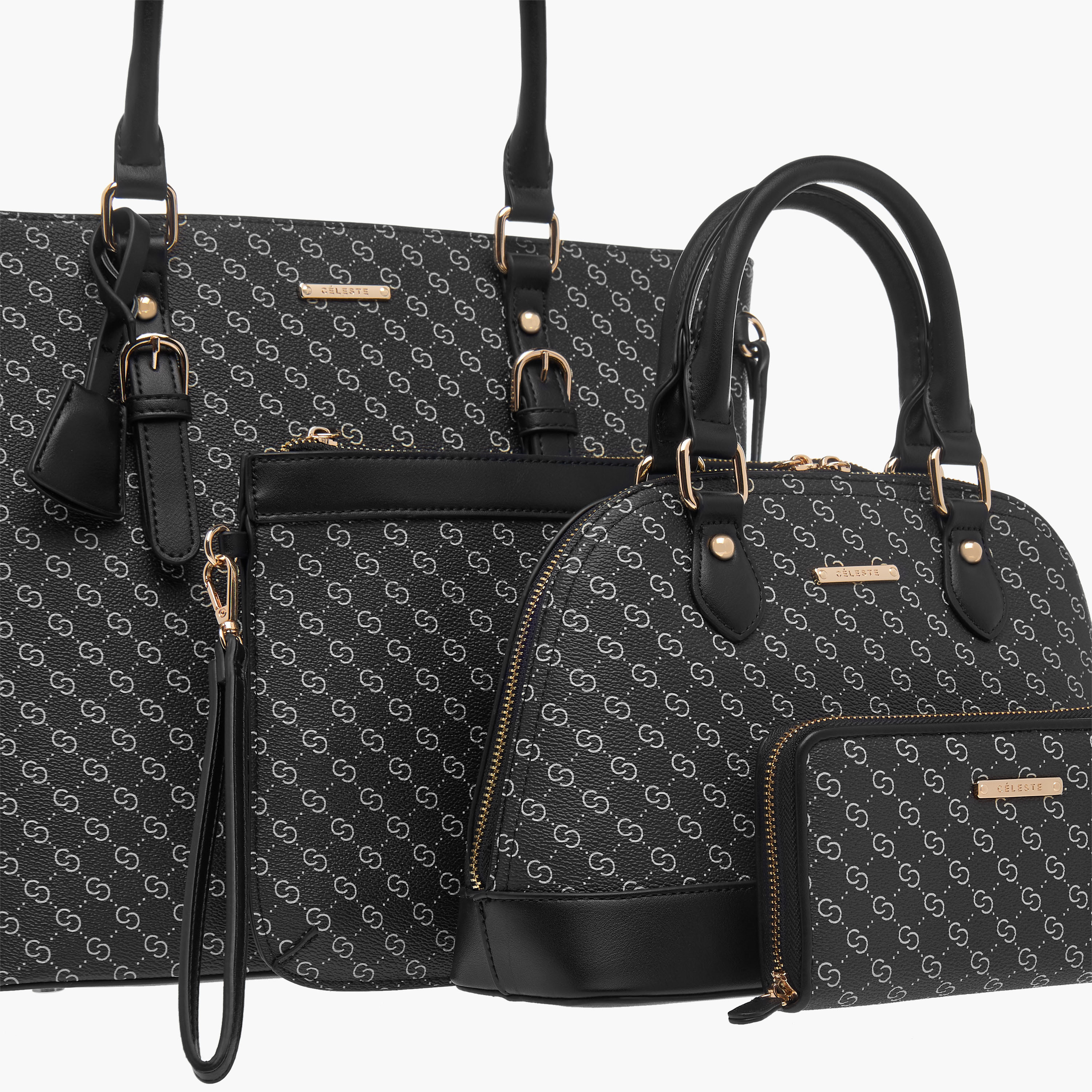 مجموعة شنط 4 قطع بطبعات مونوغرام من سيليست-women-bagsandwallets-handbags-image-10