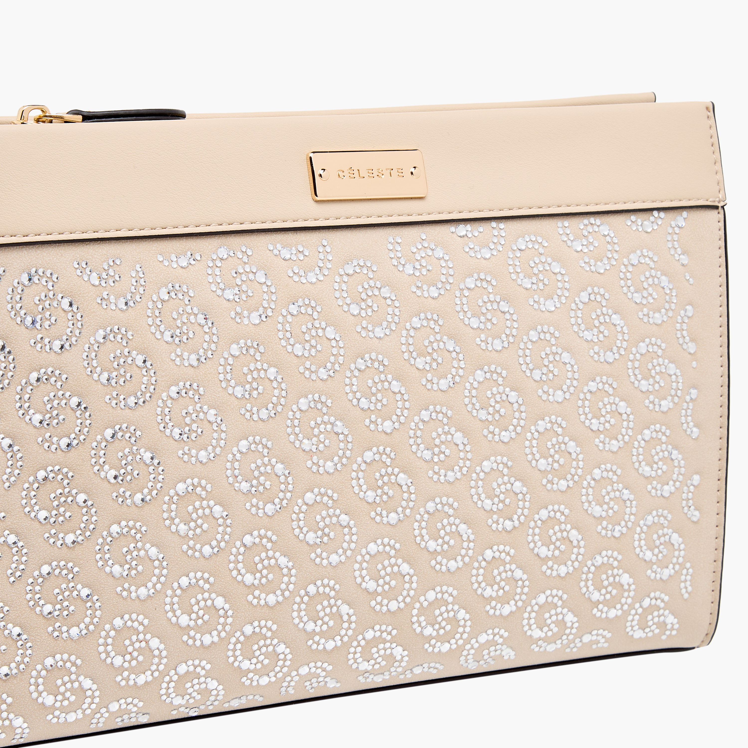 Celeste Monogram Embellished Crossbody Bag with Zip Closure and Chain Strap-women-bagsandwallets-handbags-image-4