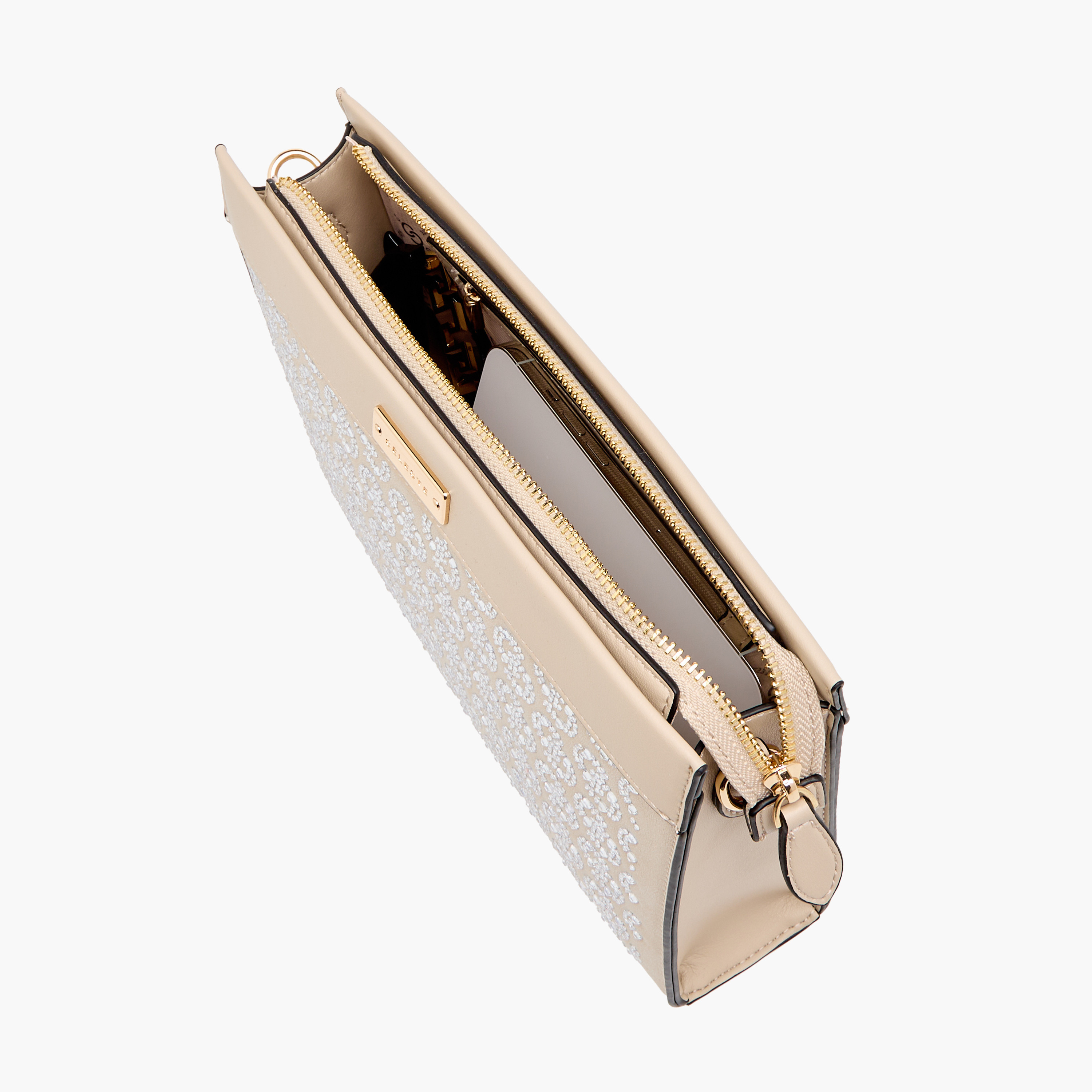 Celeste Monogram Embellished Crossbody Bag with Zip Closure and Chain Strap-women-bagsandwallets-handbags-image-7