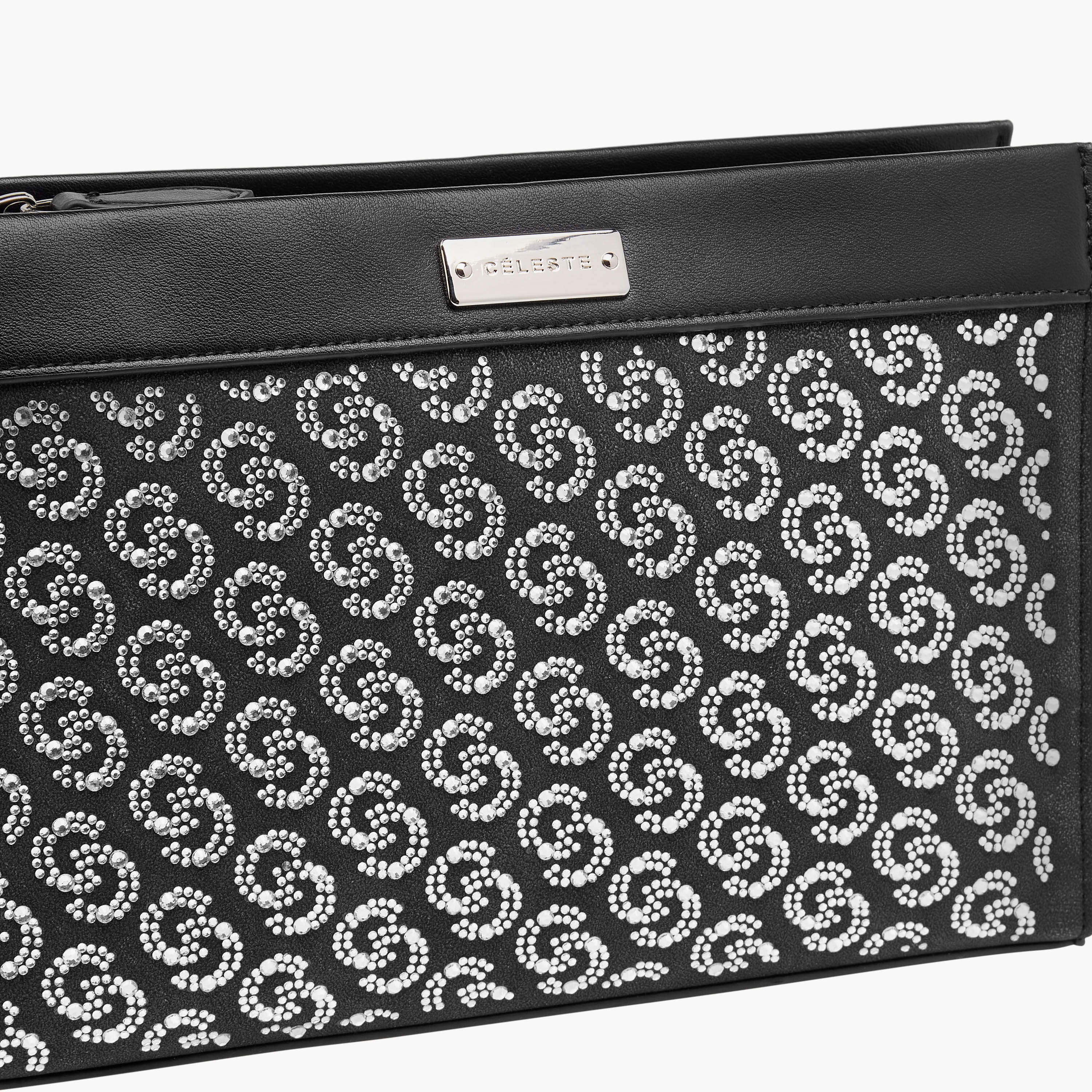 شنطة كروس بودي بنقوش مونوغرام مع سحاب للإغلاق وحزام سلسلة من سيليست-women-bagsandwallets-handbags-image-4