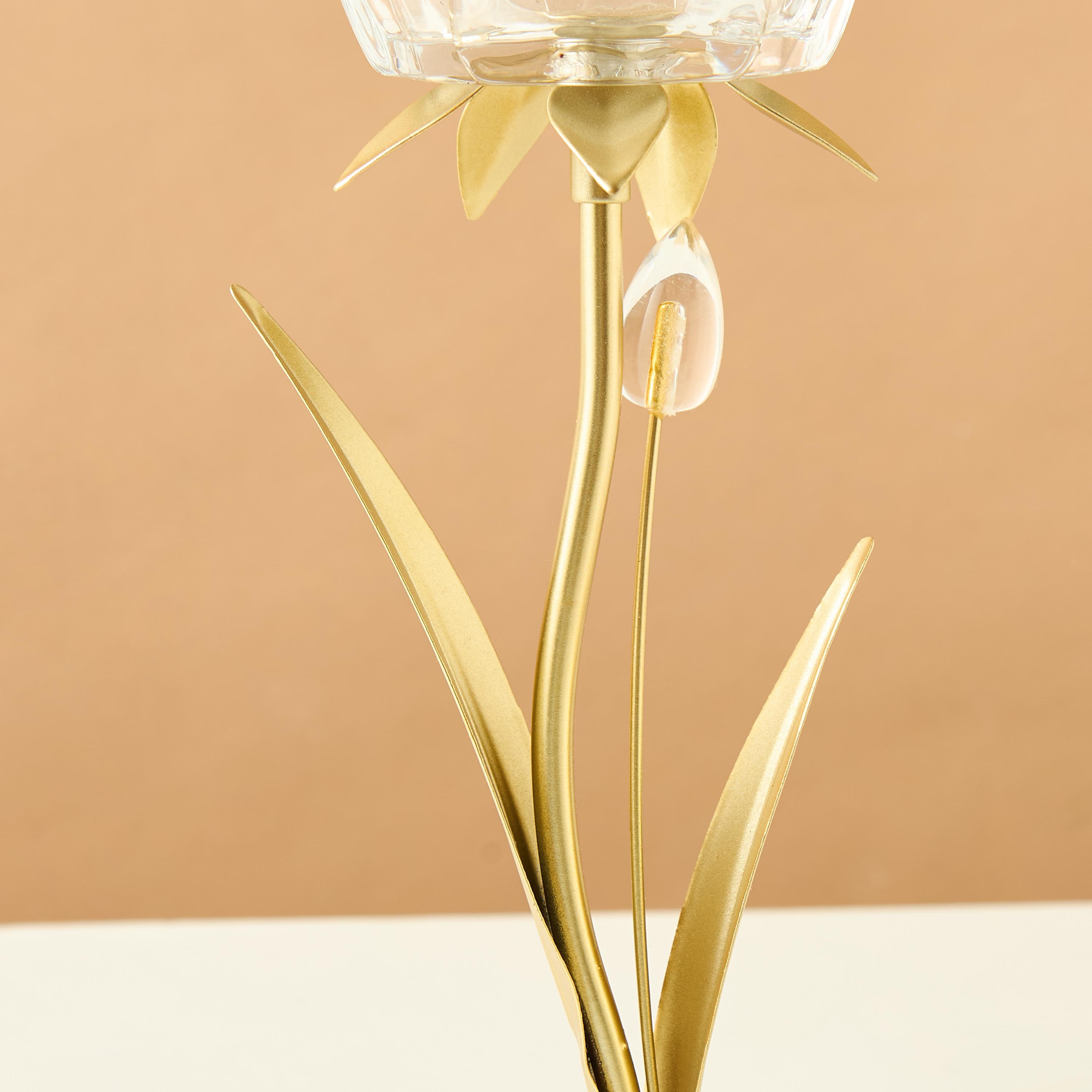 Floral Shaped Glass and Metal Candleholder - 29 cms-household-decor-candleholdersandlanterns-image-4