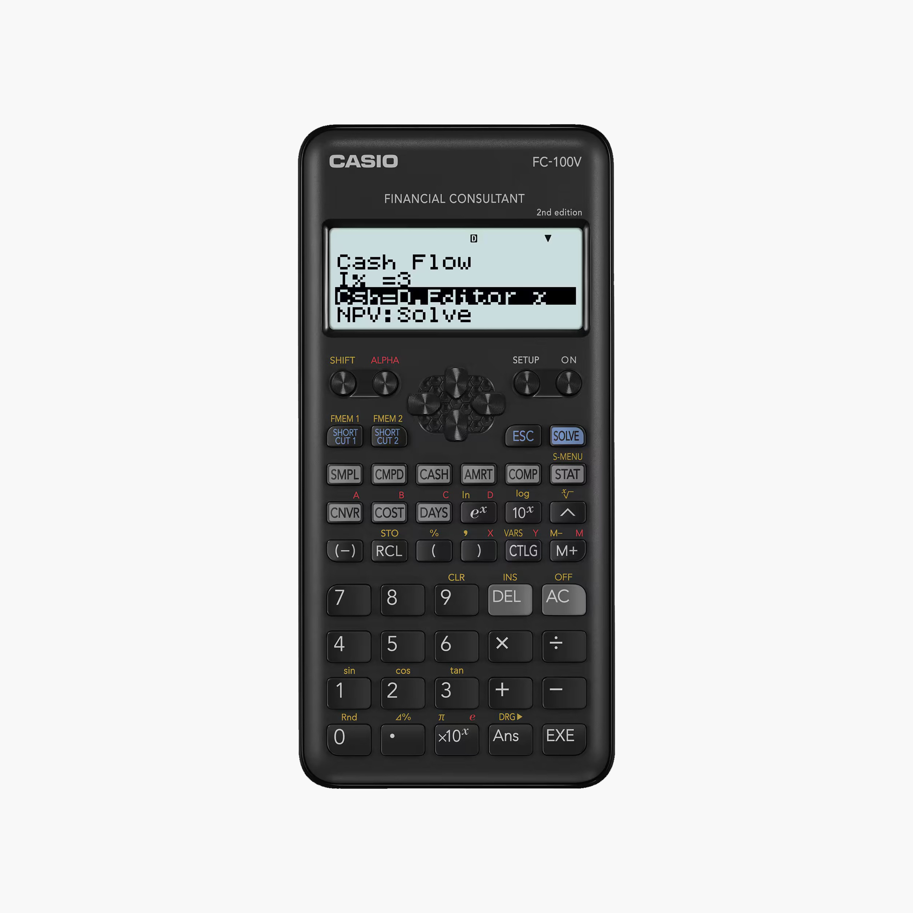 آلة حاسبة لإيقاف التشغيل التلقائي باللون الأسود من كاسيو FC-100V-2-W-DT-school-stationery-calculators-image-1
