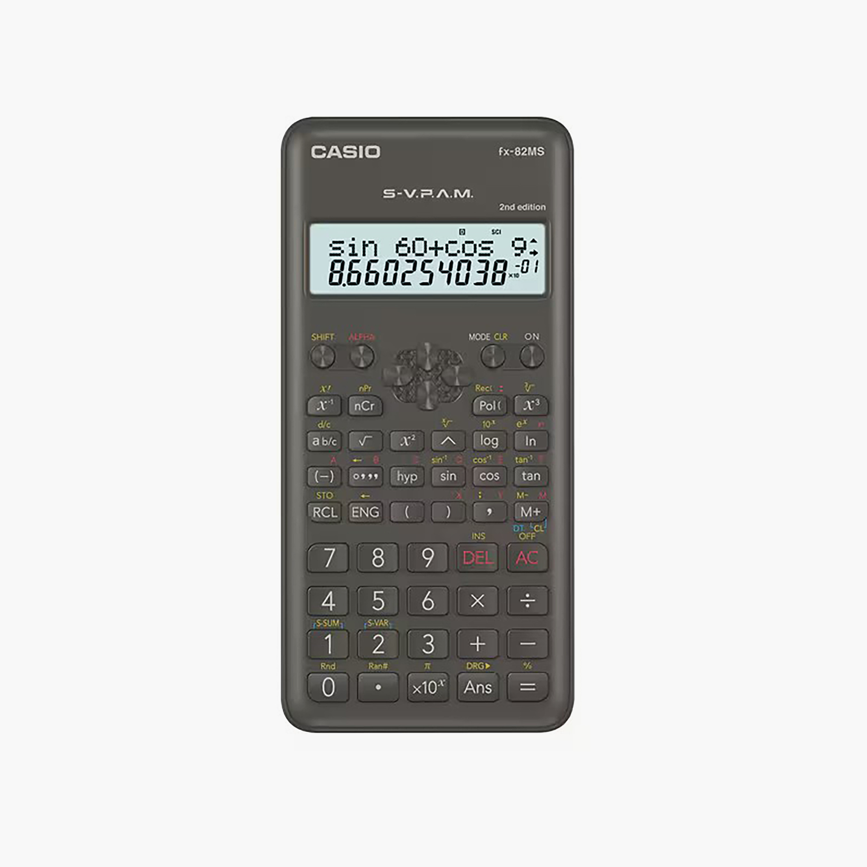 آلة حاسبة لإيقاف التشغيل التلقائي باللون الأسود من كاسيو FX-82MS-2-W-DT-AR-school-stationery-calculators-image-1