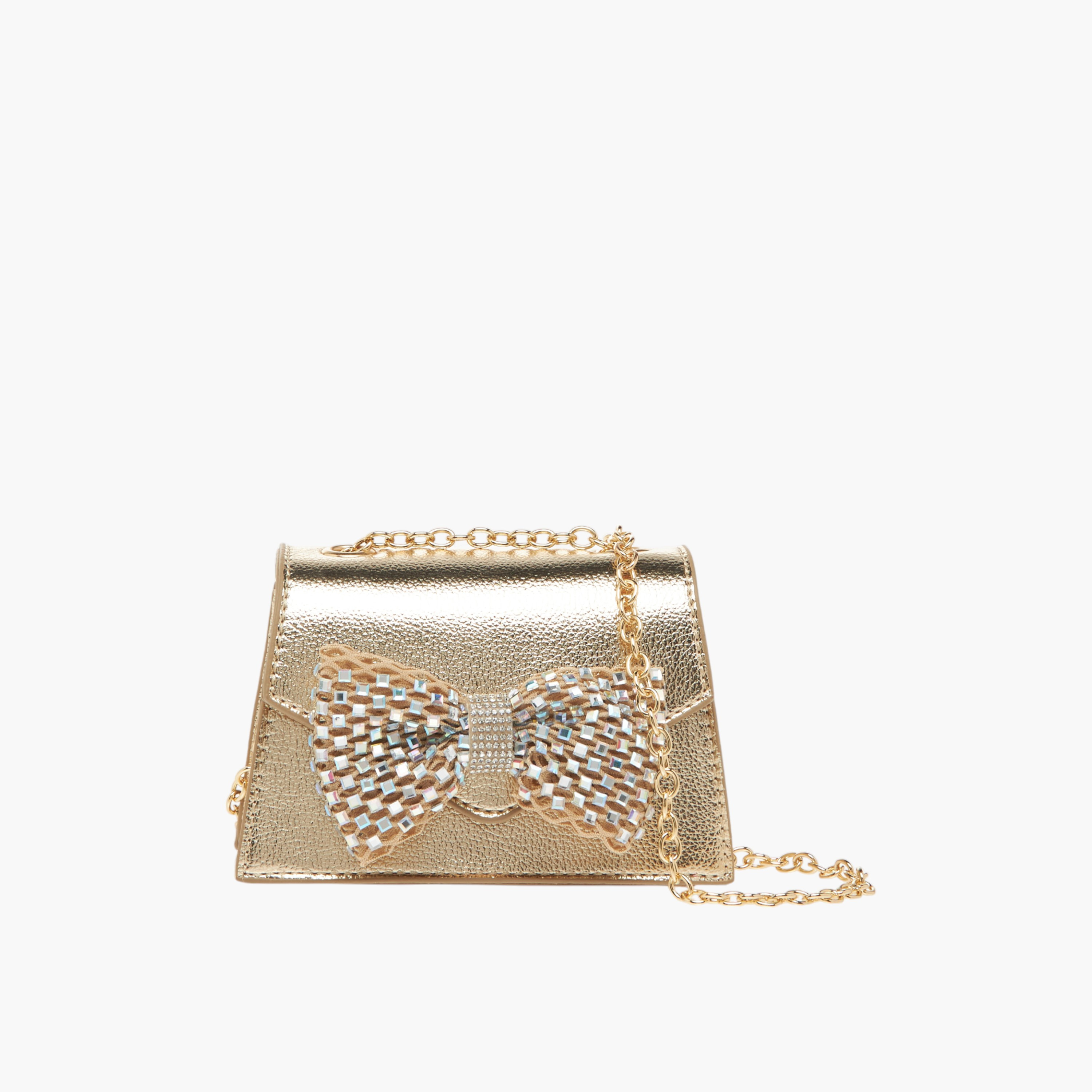 Celeste Bow Embellished Crossbody Bag with Chain Strap and Button Closure-girls-accessories-bags-image-1
