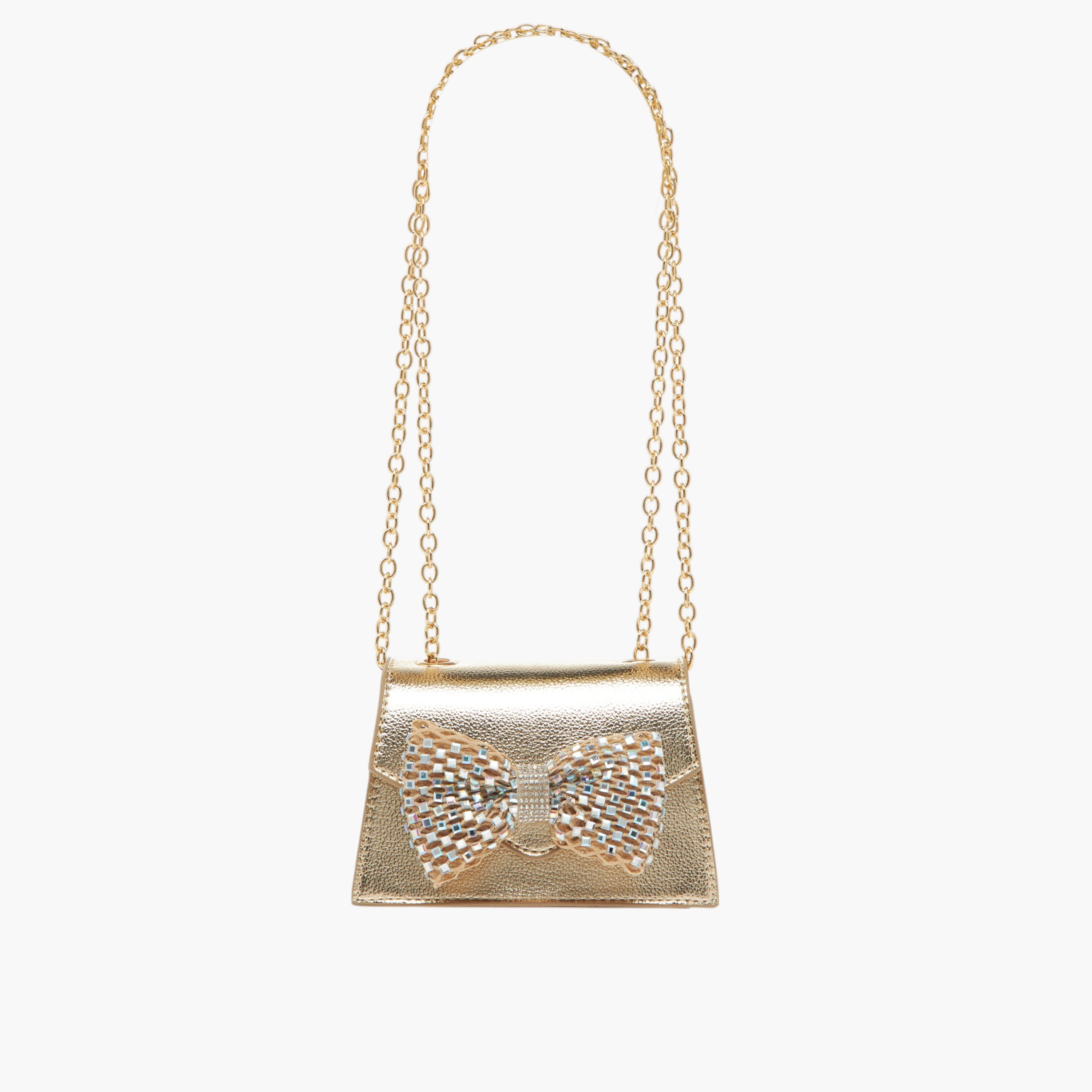 Celeste Bow Embellished Crossbody Bag with Chain Strap and Button Closure-girls-accessories-bags-image-3