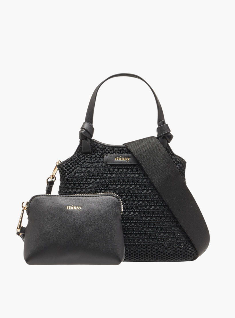 Missy Textured Shoulder Bag with Detachable Strap and Pouch-women-bagsandwallets-handbags-image-1