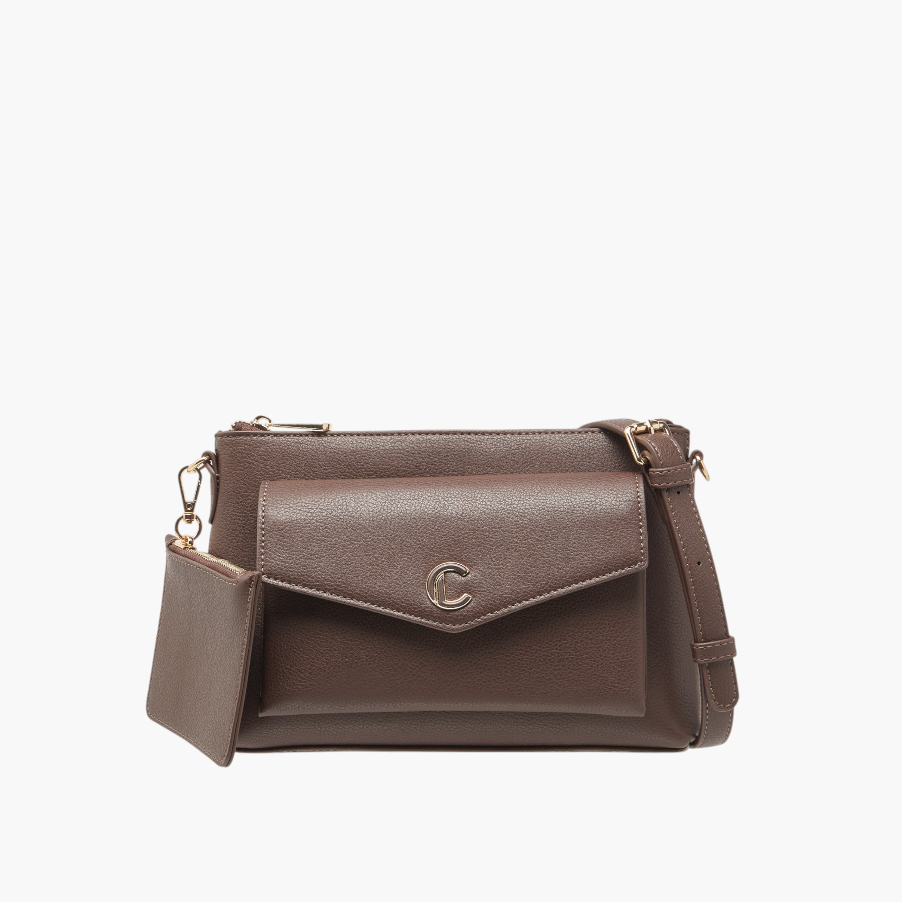 Le Confort Textured Crossbody Bag with Detachable Strap and Pouch-women-bagsandwallets-handbags-image-1