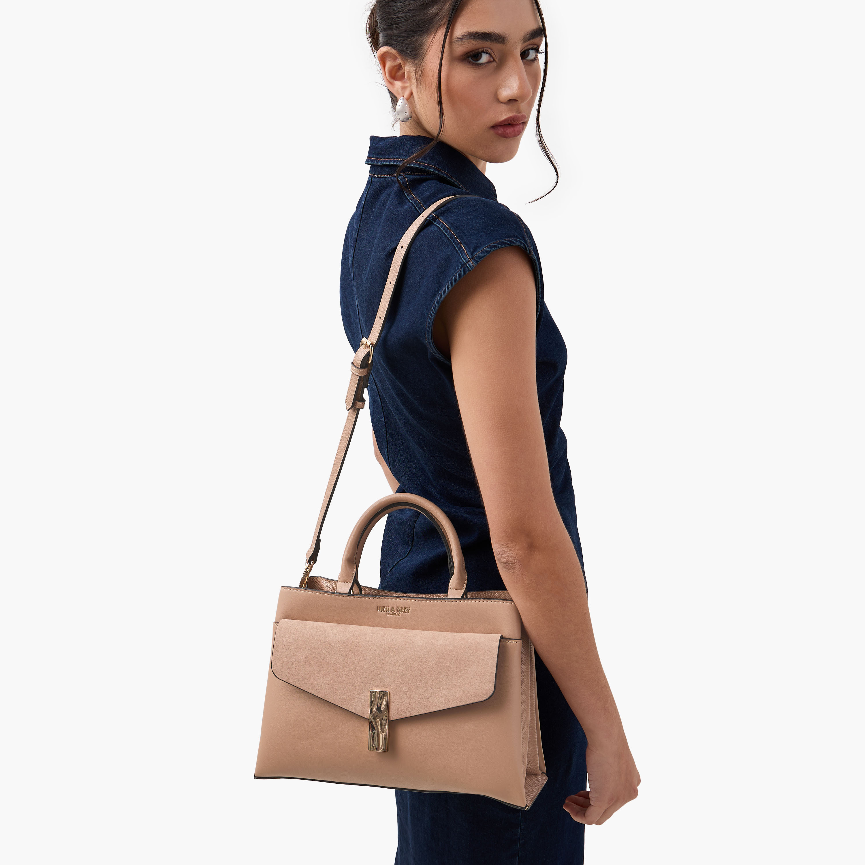 LUELLA GREY Textured Tote Bag with Top Handle and Adjustable Strap-women-bagsandwallets-handbags-image-2
