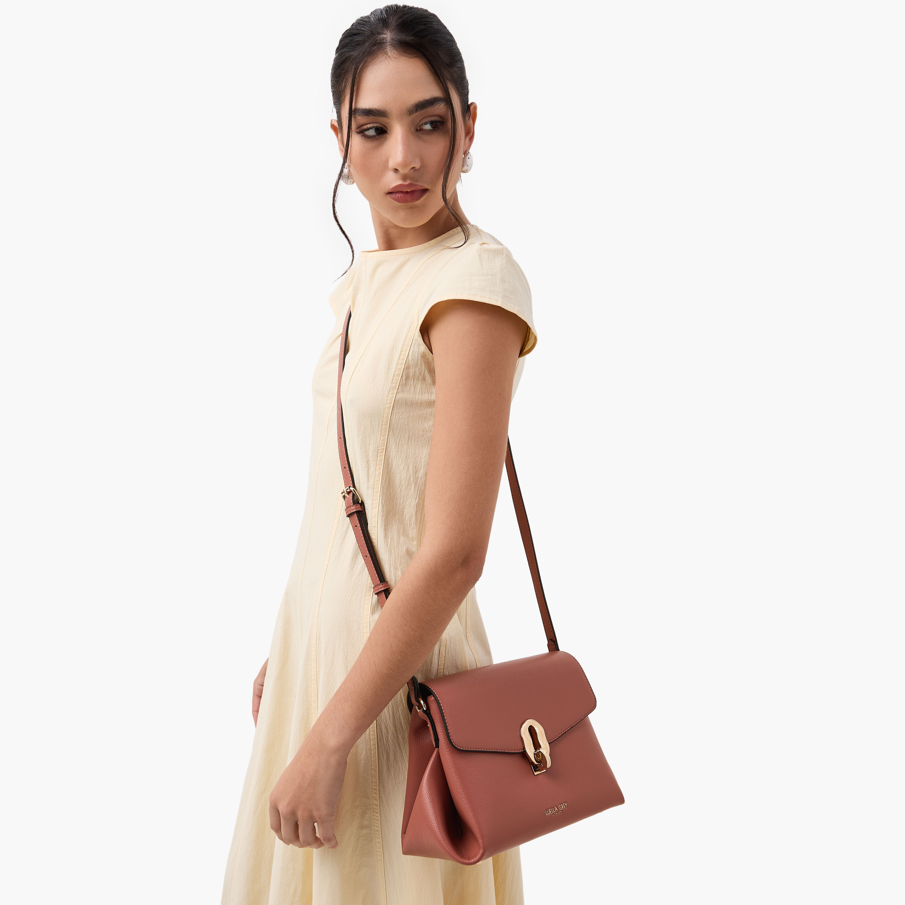 LUELLA GREY Solid Satchel Bag with Adjustable Strap and Flap Closure-women-bagsandwallets-handbags-image-2