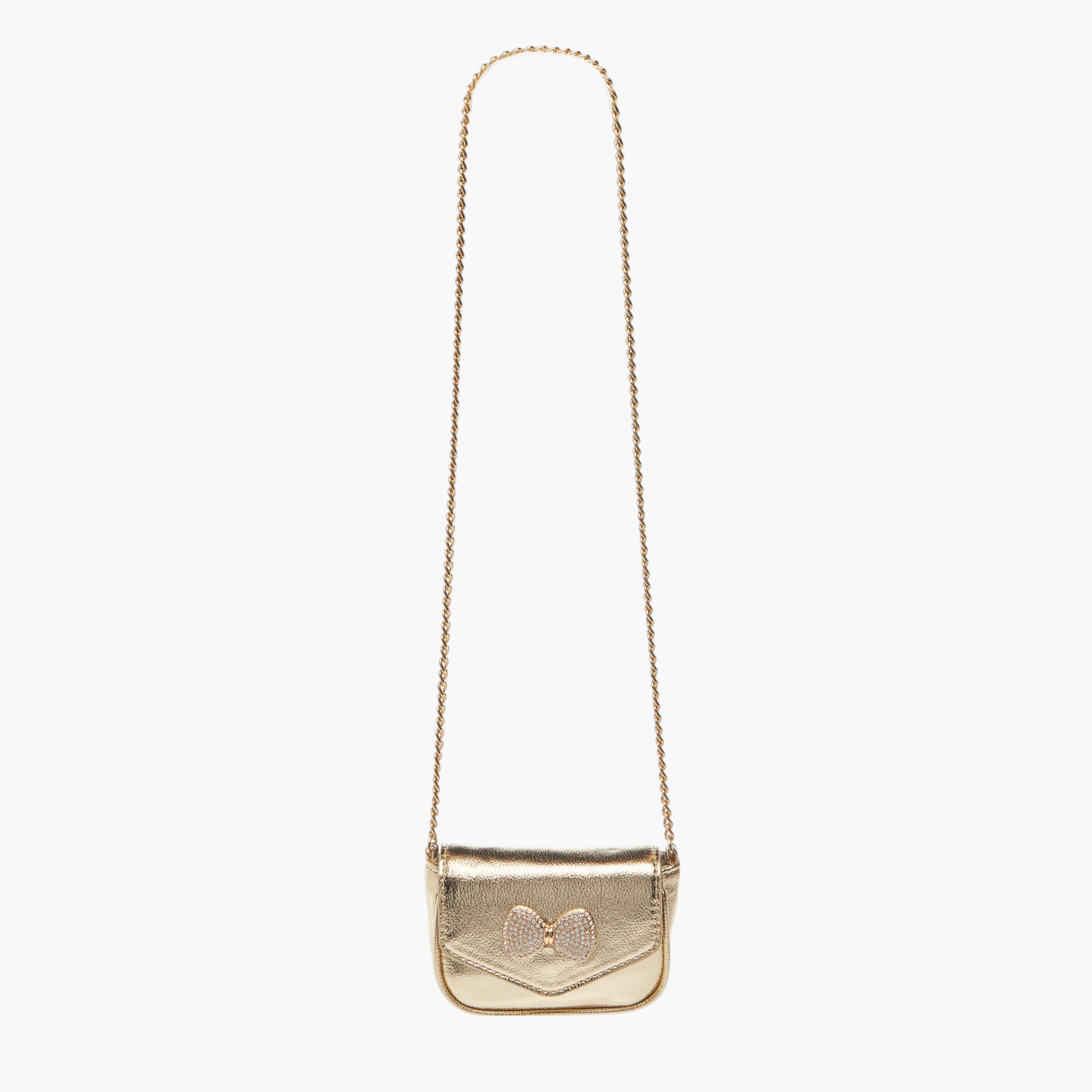 شنطة كروس بودي بحزام سلسلة وزر إغلاق وفيونكة مزينة من ليتل ميسي-girls-accessories-bags-image-2