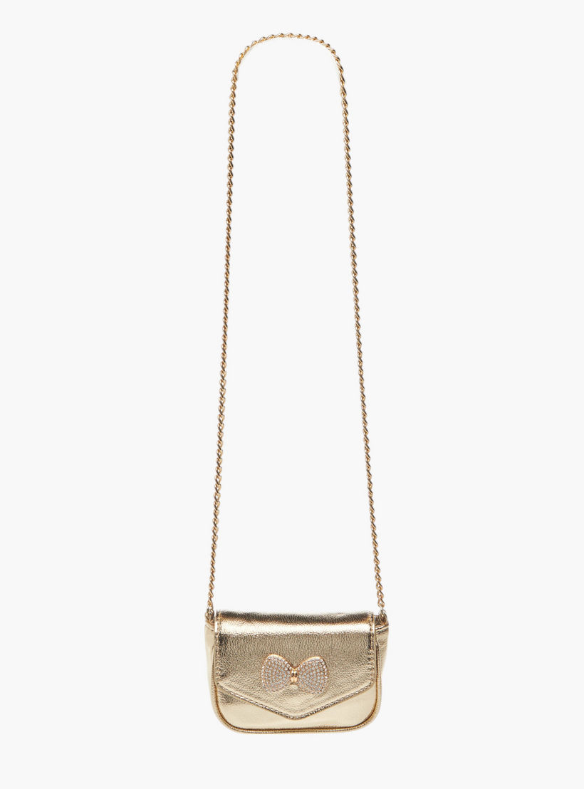 شنطة كروس بودي بحزام سلسلة وزر إغلاق وفيونكة مزينة من ليتل ميسي-girls-accessories-bags-image-2