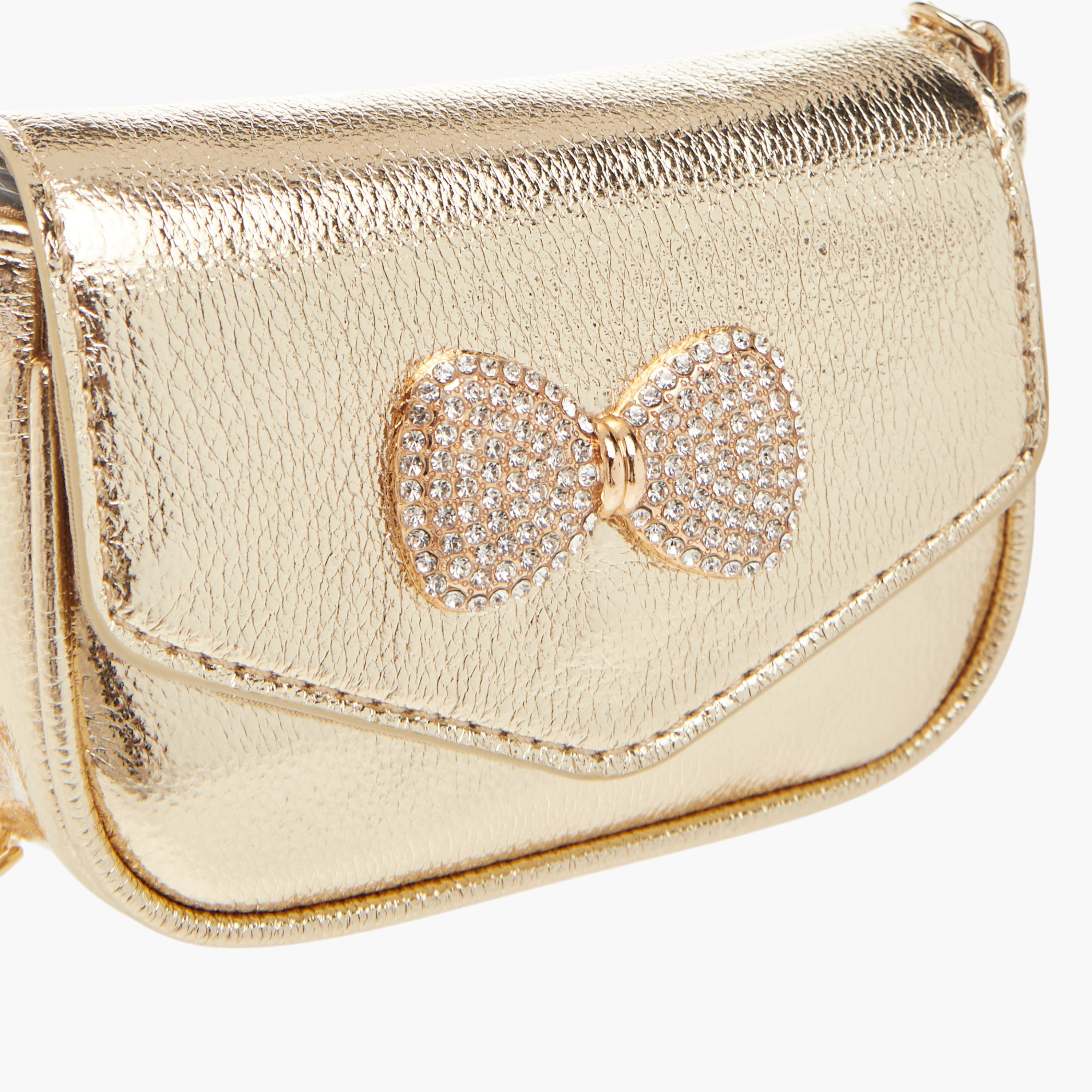 شنطة كروس بودي بحزام سلسلة وزر إغلاق وفيونكة مزينة من ليتل ميسي-girls-accessories-bags-image-4