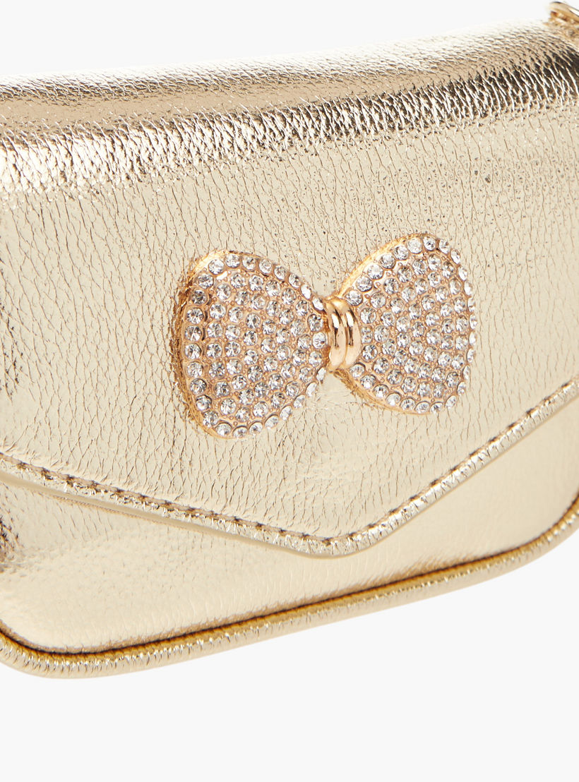 شنطة كروس بودي بحزام سلسلة وزر إغلاق وفيونكة مزينة من ليتل ميسي-girls-accessories-bags-image-4