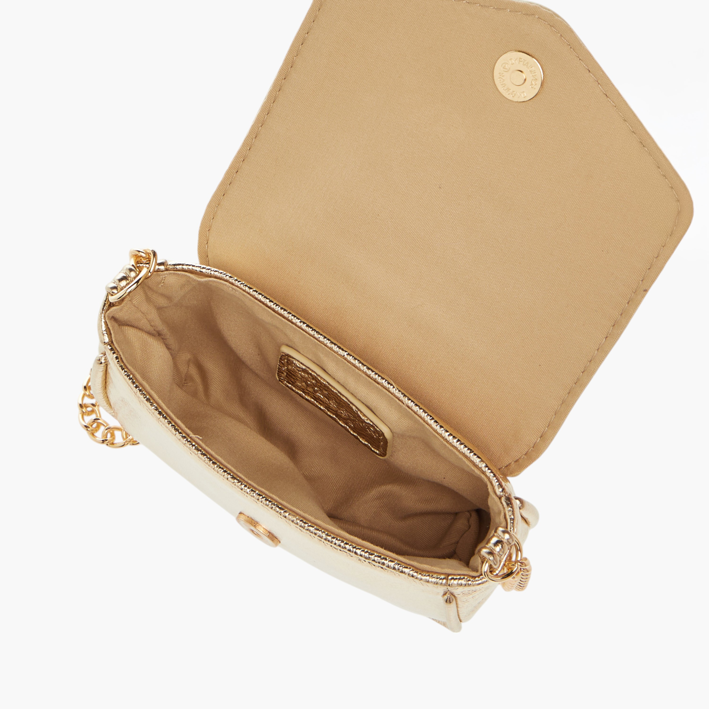 شنطة كروس بودي بحزام سلسلة وزر إغلاق وفيونكة مزينة من ليتل ميسي-girls-accessories-bags-image-6