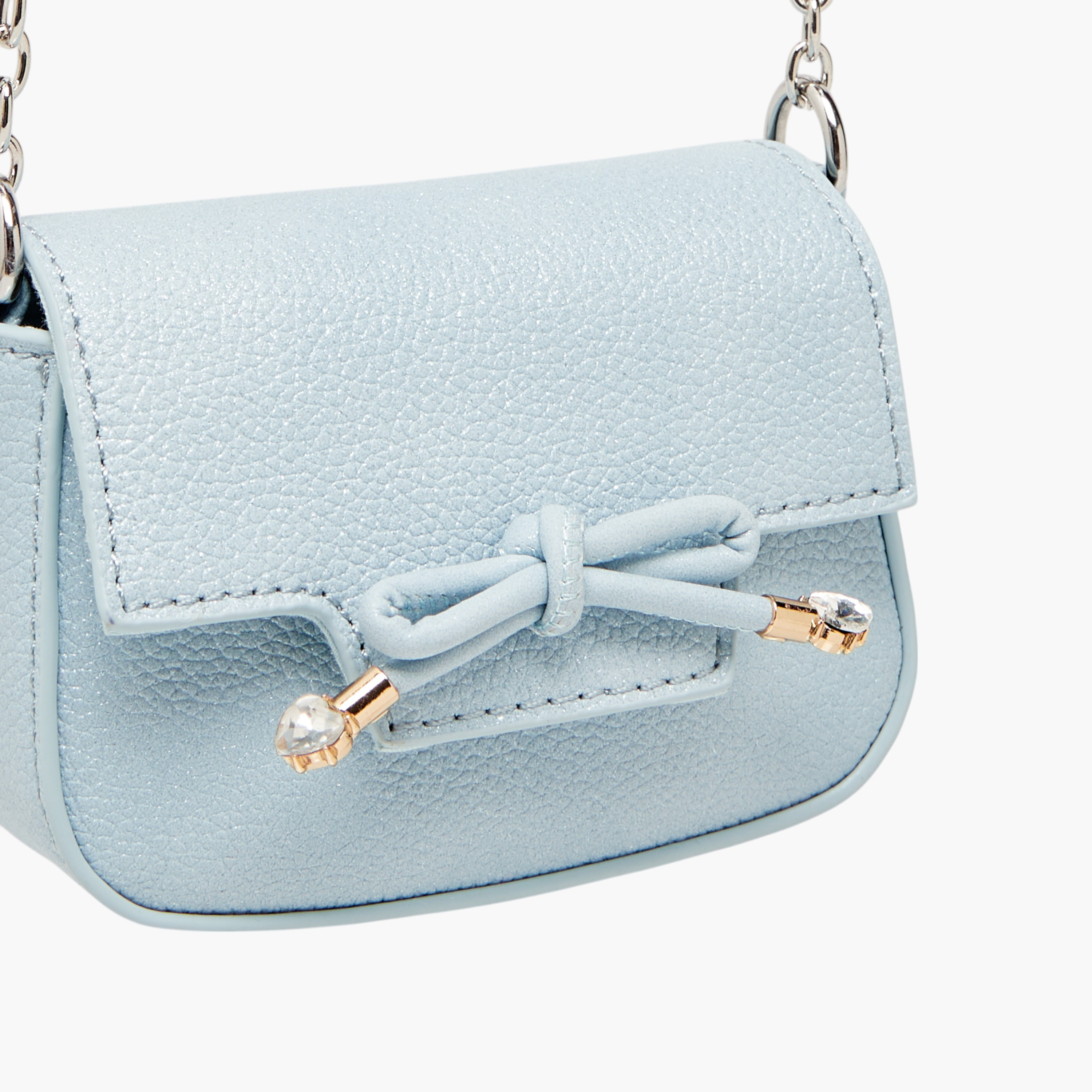 Little Missy Bow Accent Crossbody Bag with Chain Strap and Button Closure-girls-accessories-bags-image-4