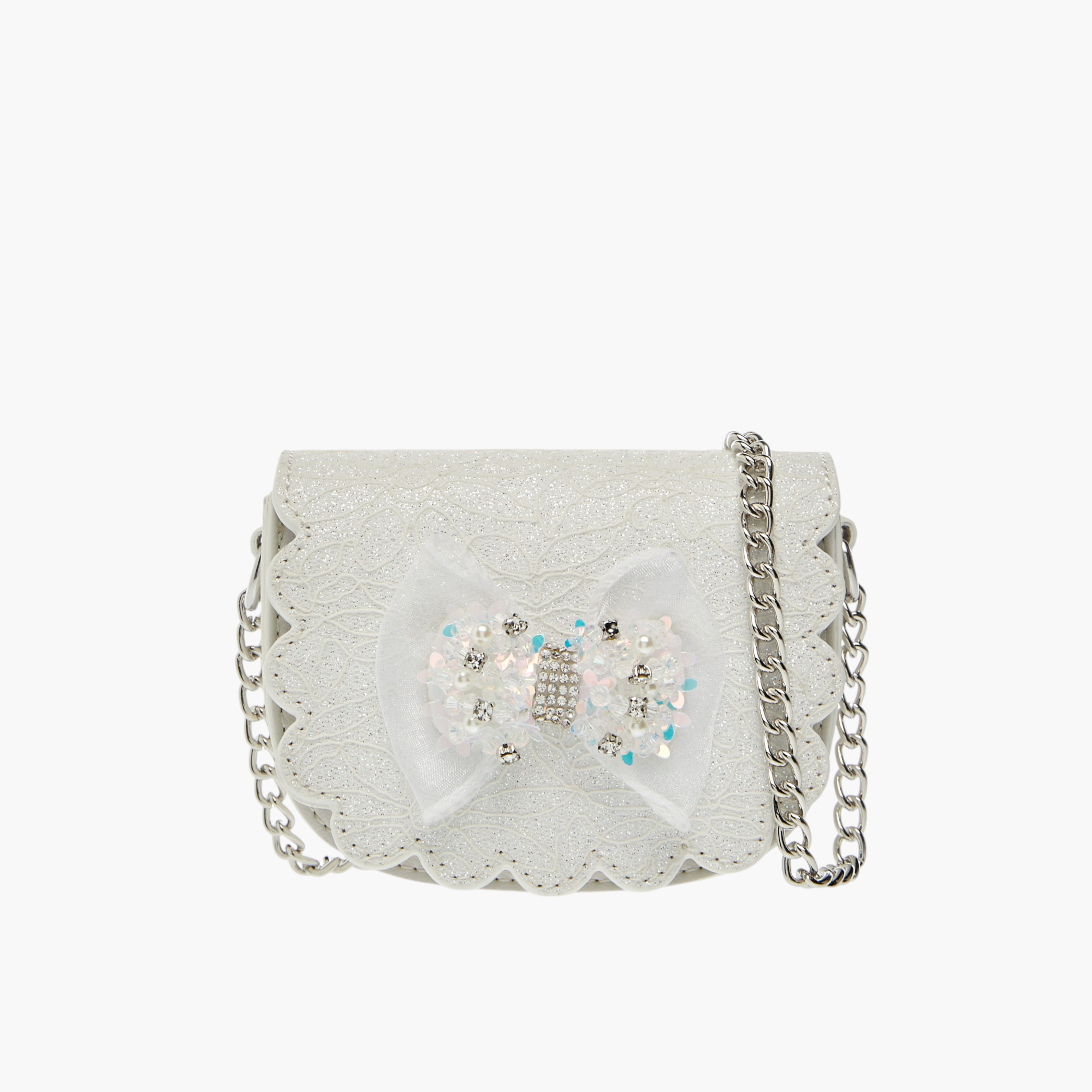 Little Missy Bow Accent Crossbody Bag with Chain Strap and Button Closure-girls-accessories-bags-image-1