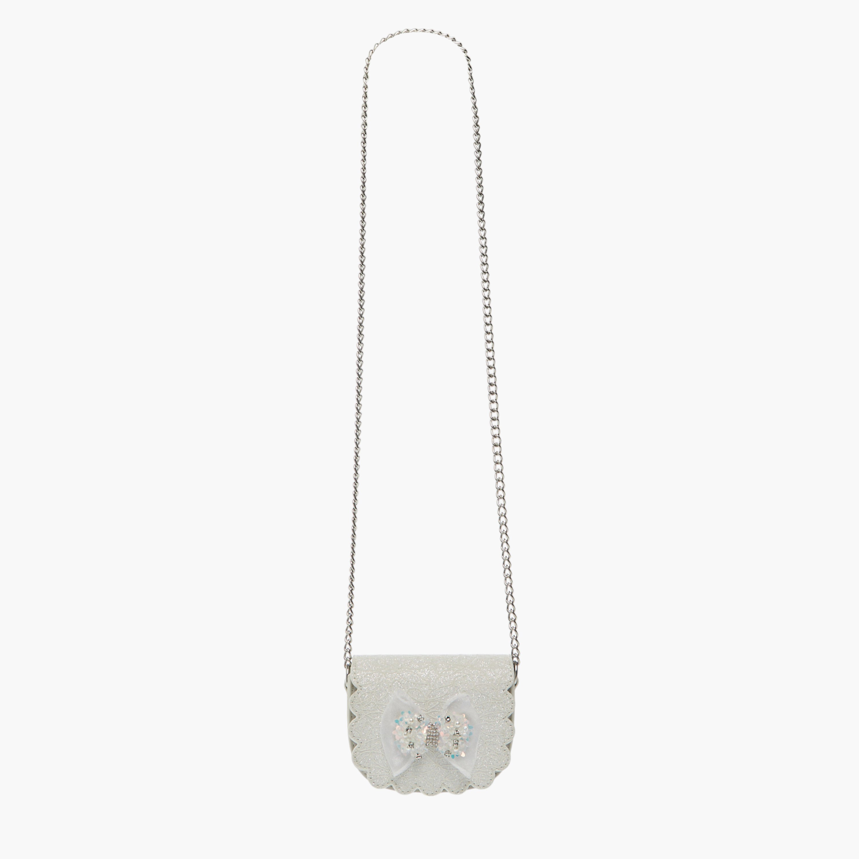 Little Missy Bow Accent Crossbody Bag with Chain Strap and Button Closure-girls-accessories-bags-image-2