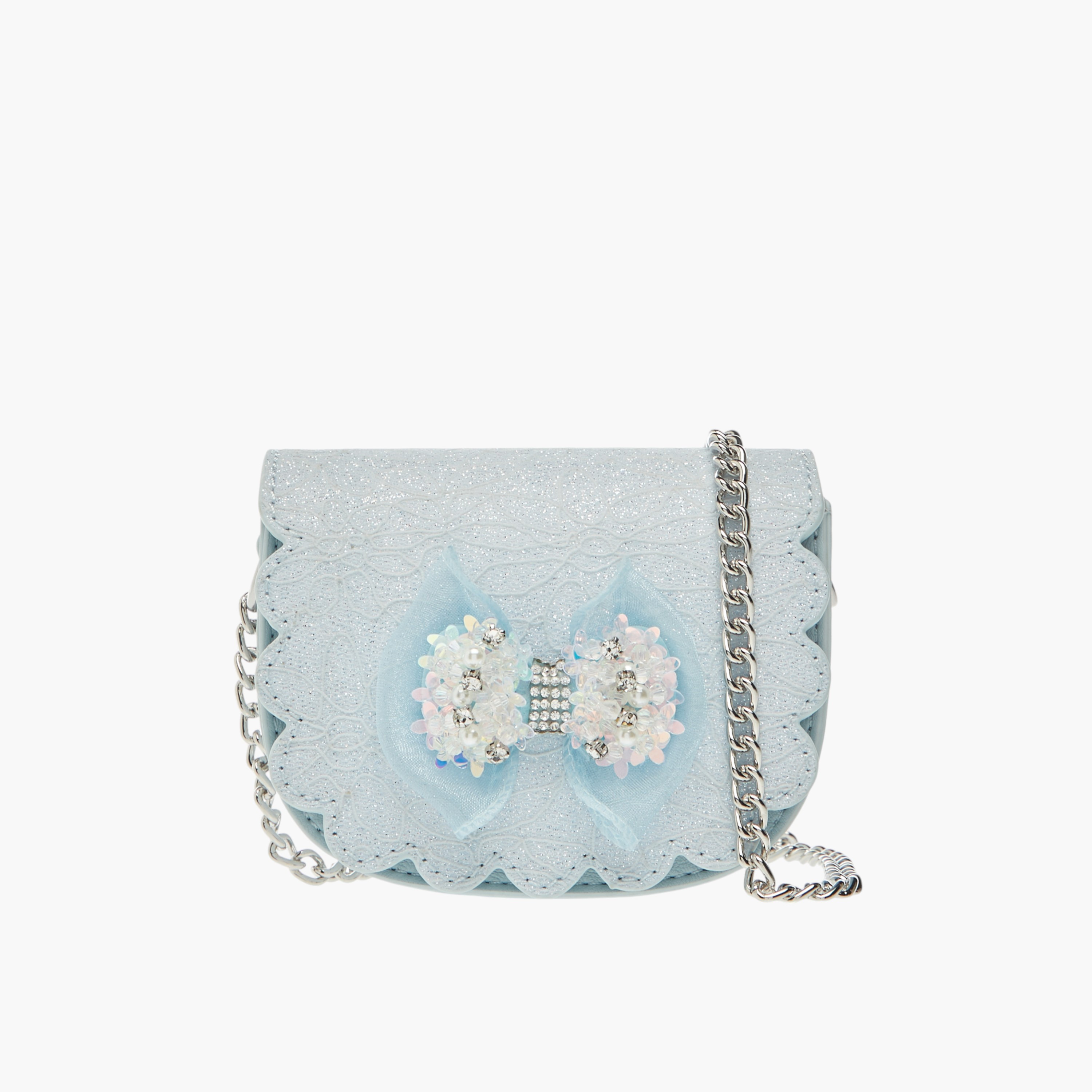 Little Missy Bow Accent Crossbody Bag with Chain Strap and Button Closure-girls-accessories-bags-image-1