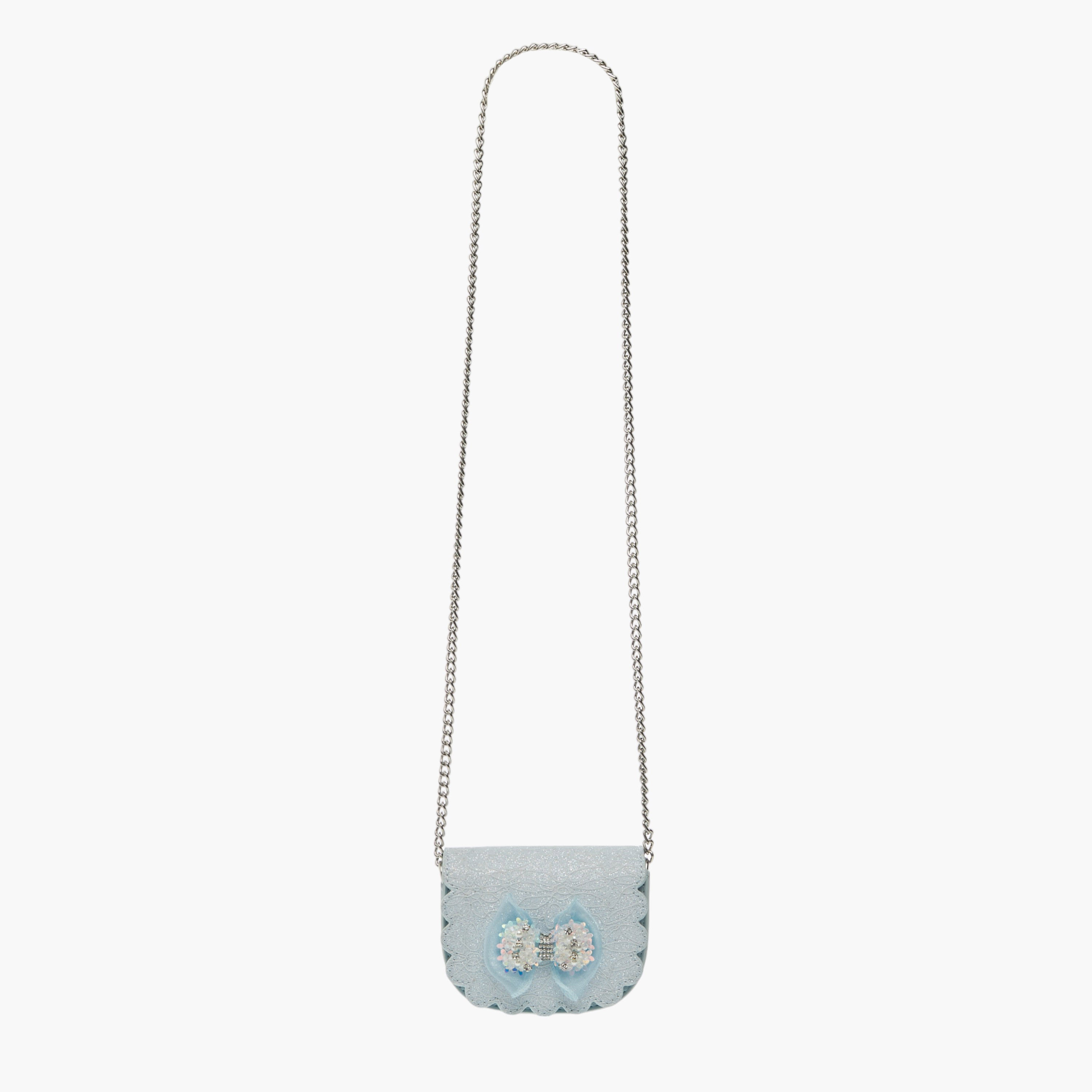 Little Missy Bow Accent Crossbody Bag with Chain Strap and Button Closure-girls-accessories-bags-image-2