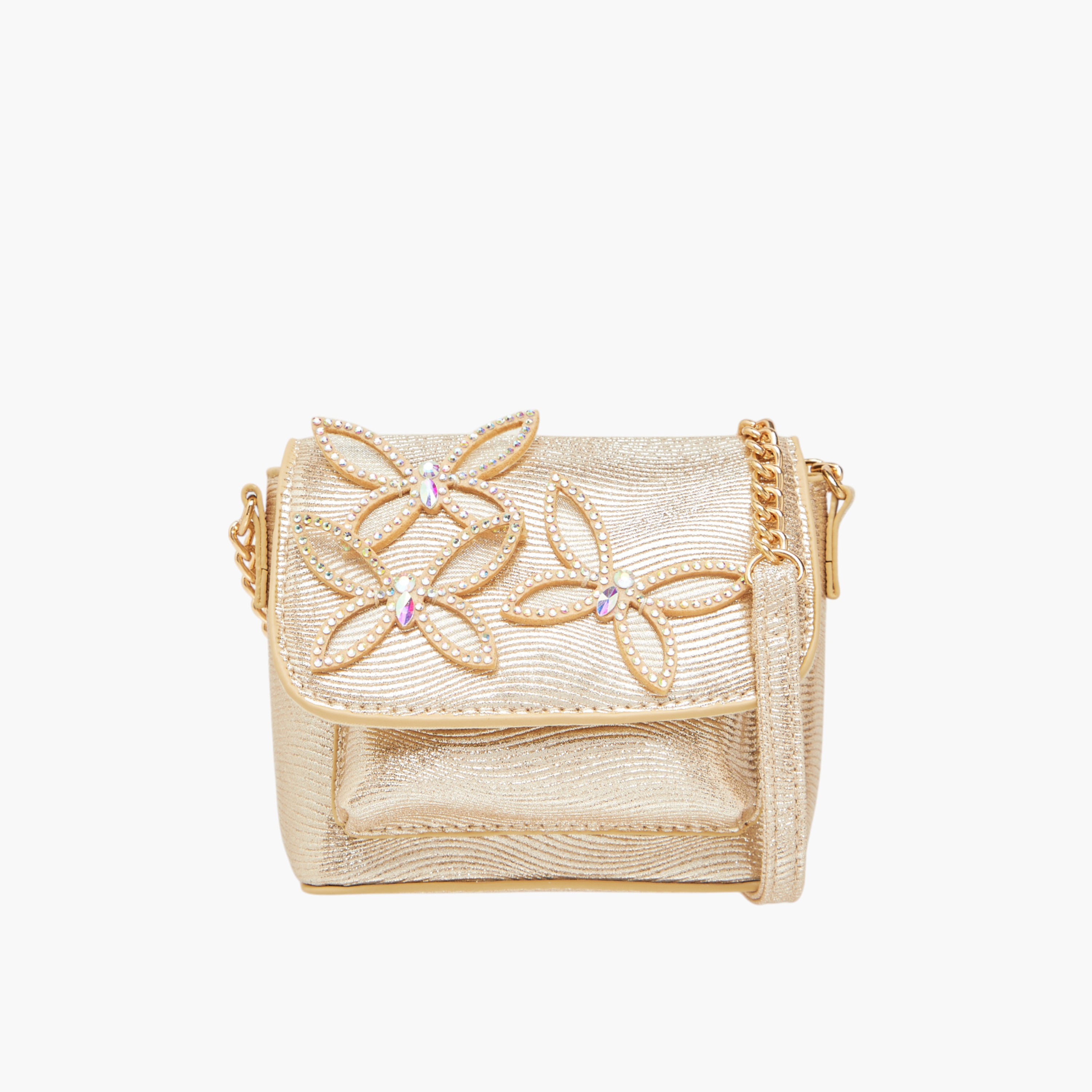 شنطة كروس بودي مزينة بحزام سلسلة وزر إغلاق من ليتل ميسي-girls-accessories-bags-image-1