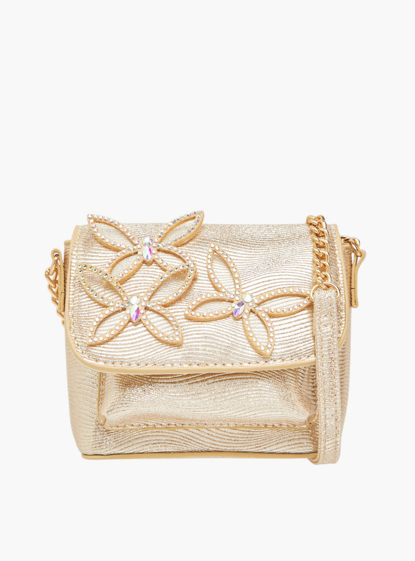 شنطة كروس بودي مزينة بحزام سلسلة وزر إغلاق من ليتل ميسي-girls-accessories-bags-image-1
