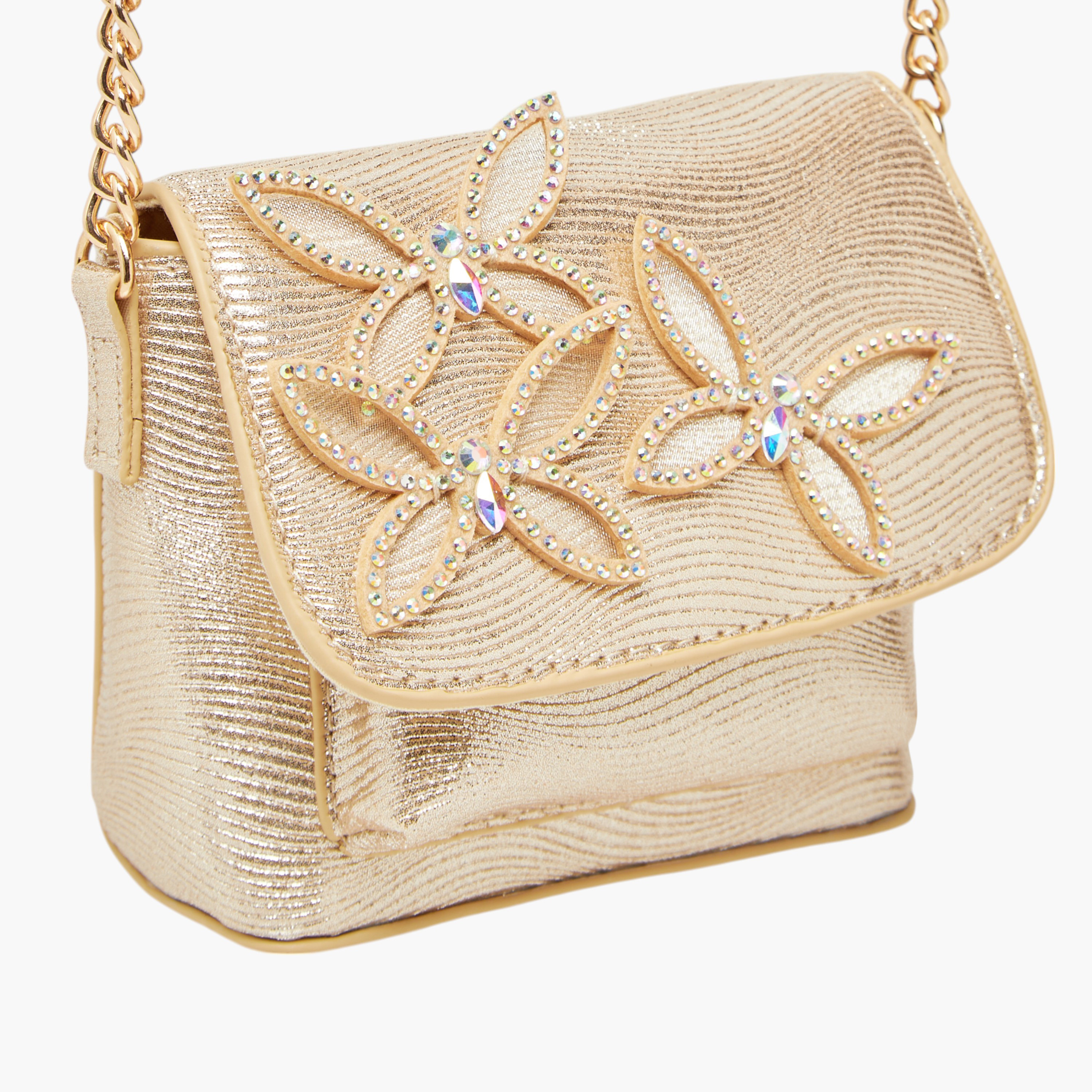 شنطة كروس بودي مزينة بحزام سلسلة وزر إغلاق من ليتل ميسي-girls-accessories-bags-image-4