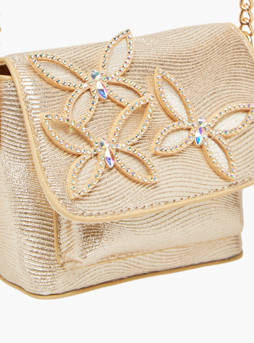 شنطة كروس بودي مزينة بحزام سلسلة وزر إغلاق من ليتل ميسي-girls-accessories-bags-image-4