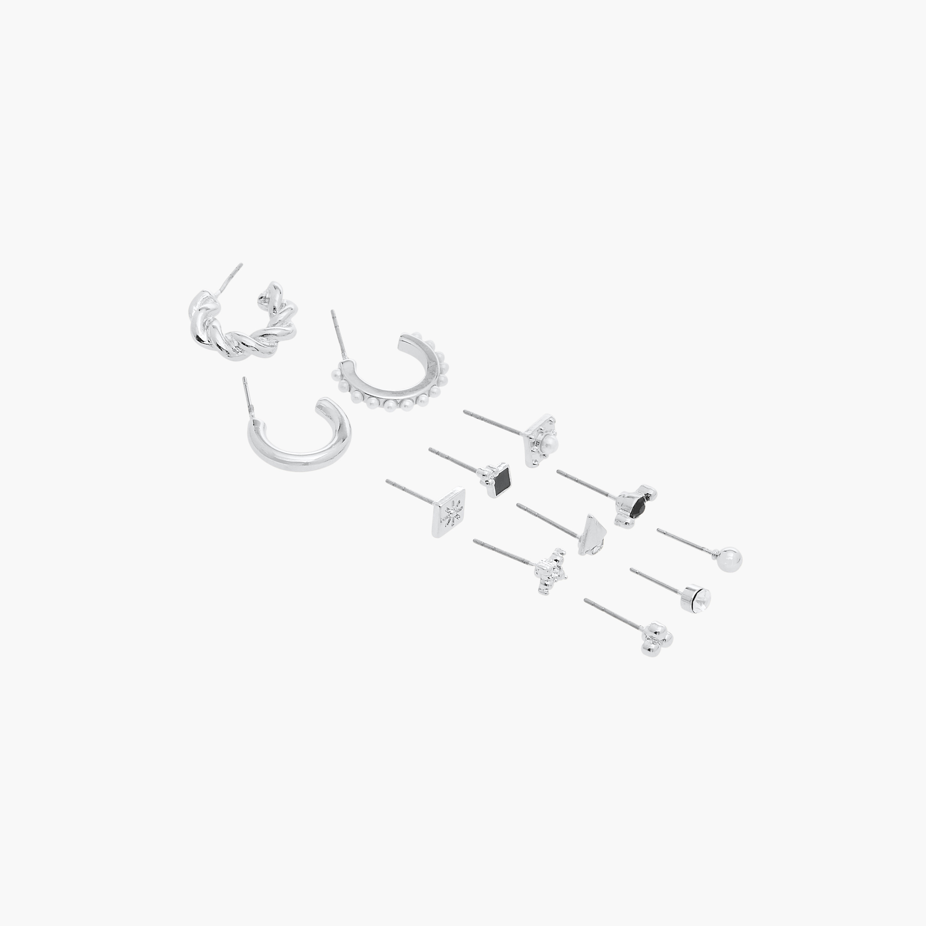 Assorted Metallic Earrings with Pushback Closure - Set of 12-women-watchesandjewellery-jewellery-earrings-image-3