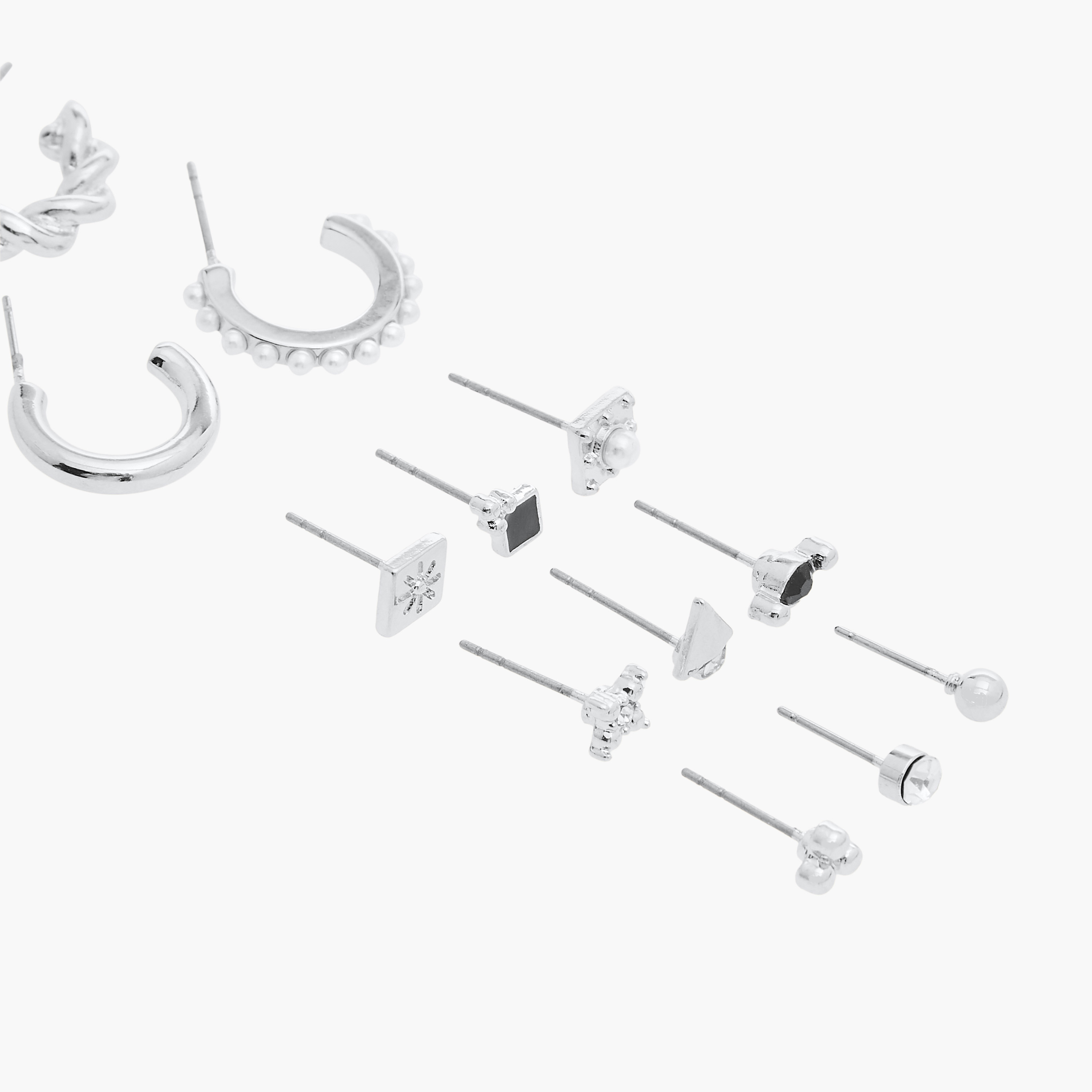 Assorted Metallic Earrings with Pushback Closure - Set of 12-women-watchesandjewellery-jewellery-earrings-image-4