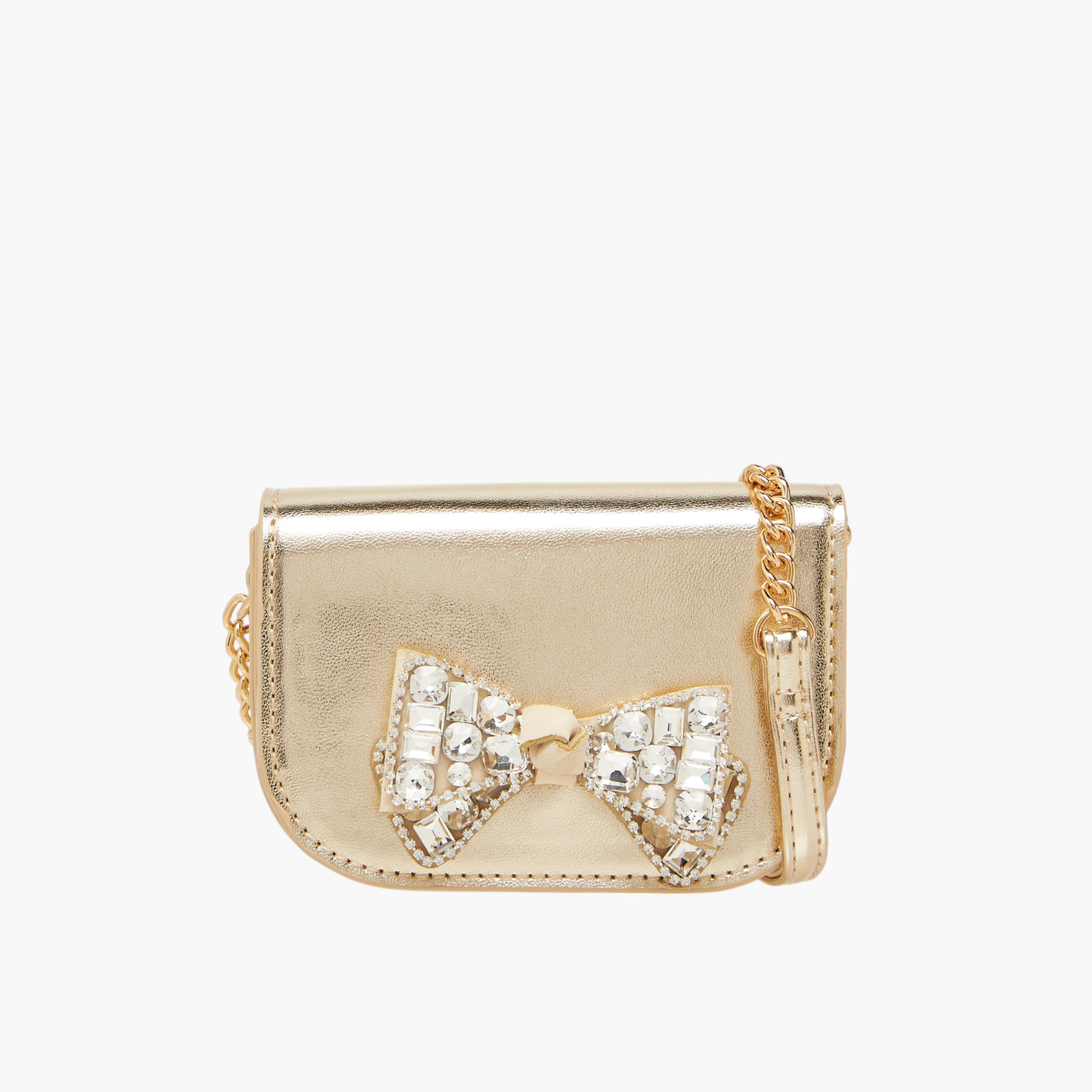 شنطة كروس بودي بحزام سلسلة وزر إغلاق وفيونكة مزينة من سيليست-girls-accessories-bags-image-1