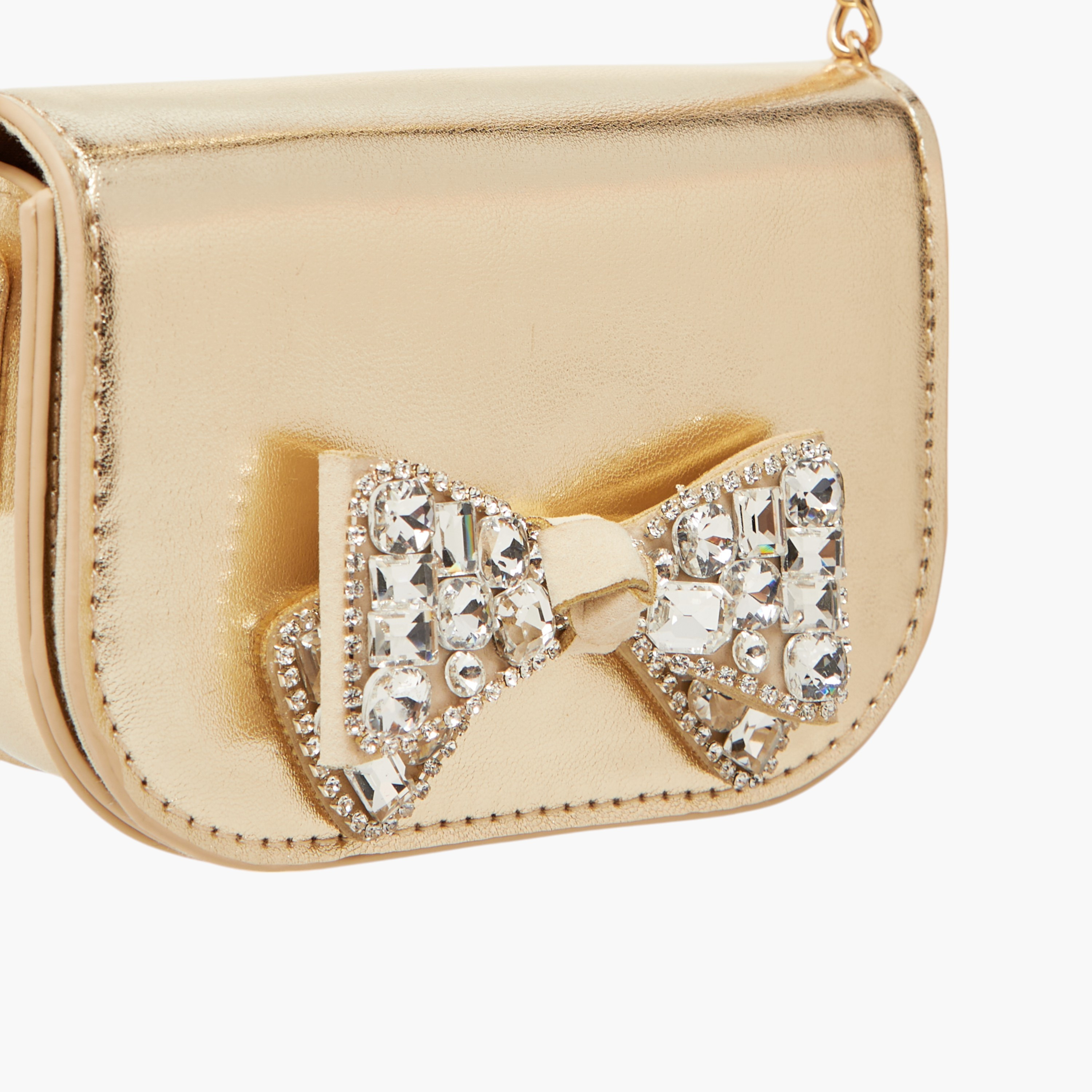 شنطة كروس بودي بحزام سلسلة وزر إغلاق وفيونكة مزينة من سيليست-girls-accessories-bags-image-4