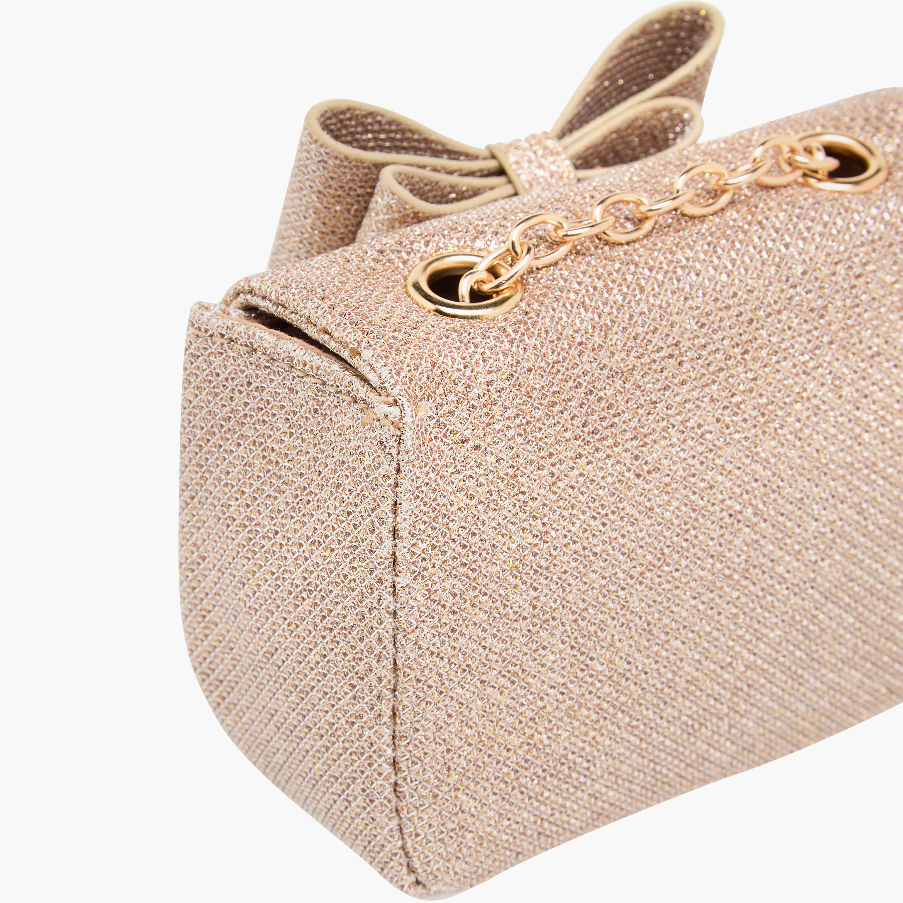 شنطة كروس بودي بفيونكة وبحزام سلسلة وزر إغلاق تويست من ليتل ميسي-girls-accessories-bags-image-5