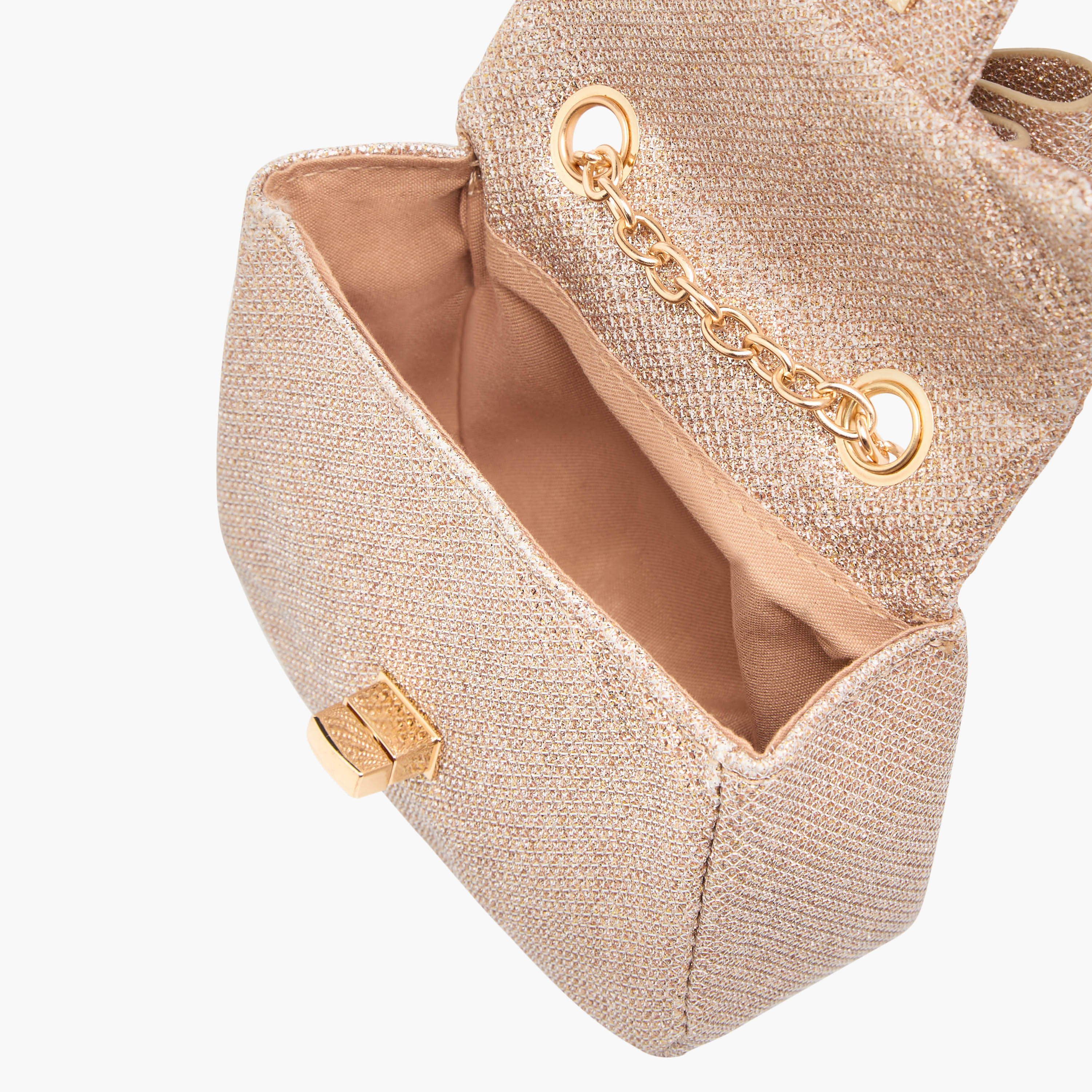 شنطة كروس بودي بفيونكة وبحزام سلسلة وزر إغلاق تويست من ليتل ميسي-girls-accessories-bags-image-7
