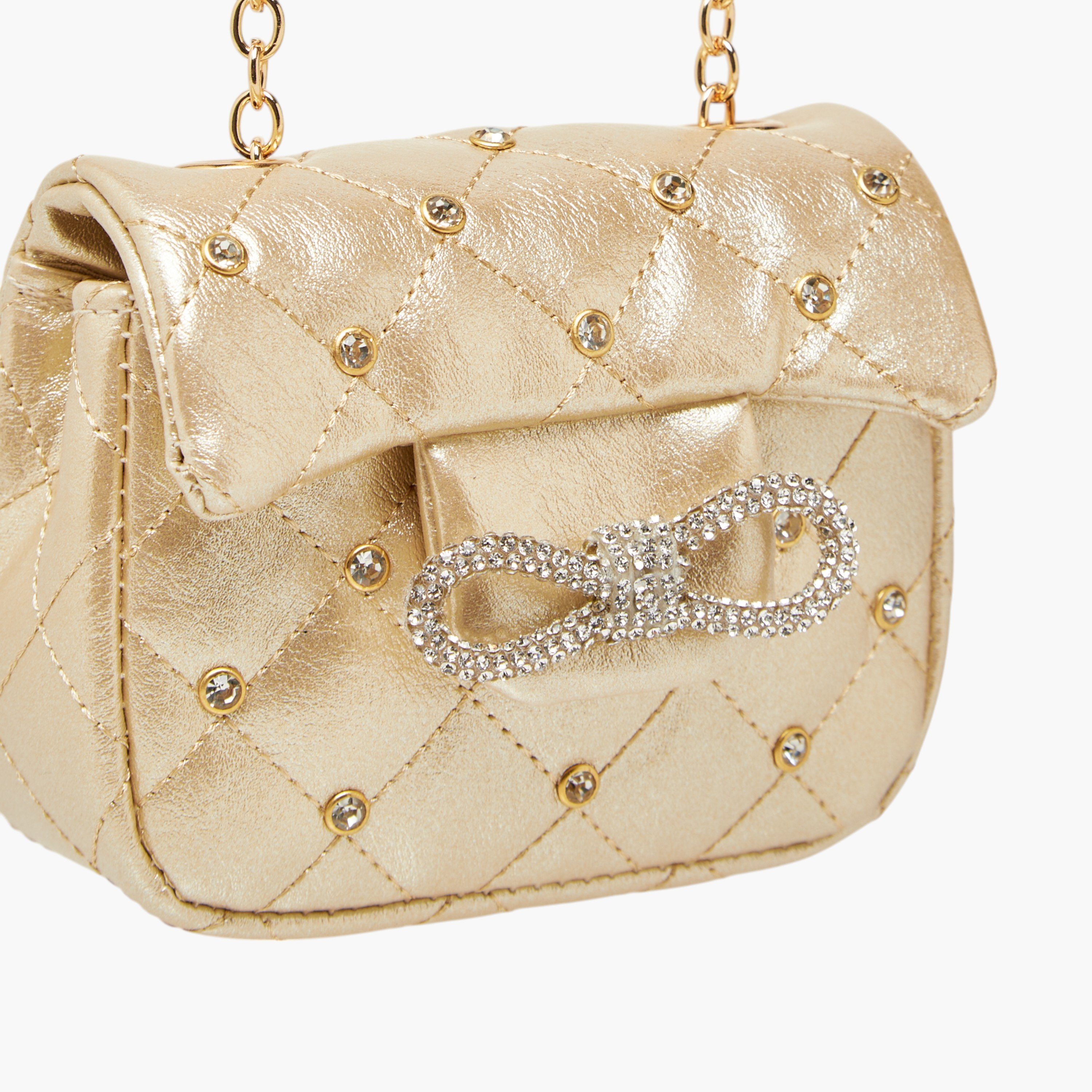 Little Missy Embellished Crossbody Bag with Chain Strap and Button Closure-girls-accessories-bags-image-4