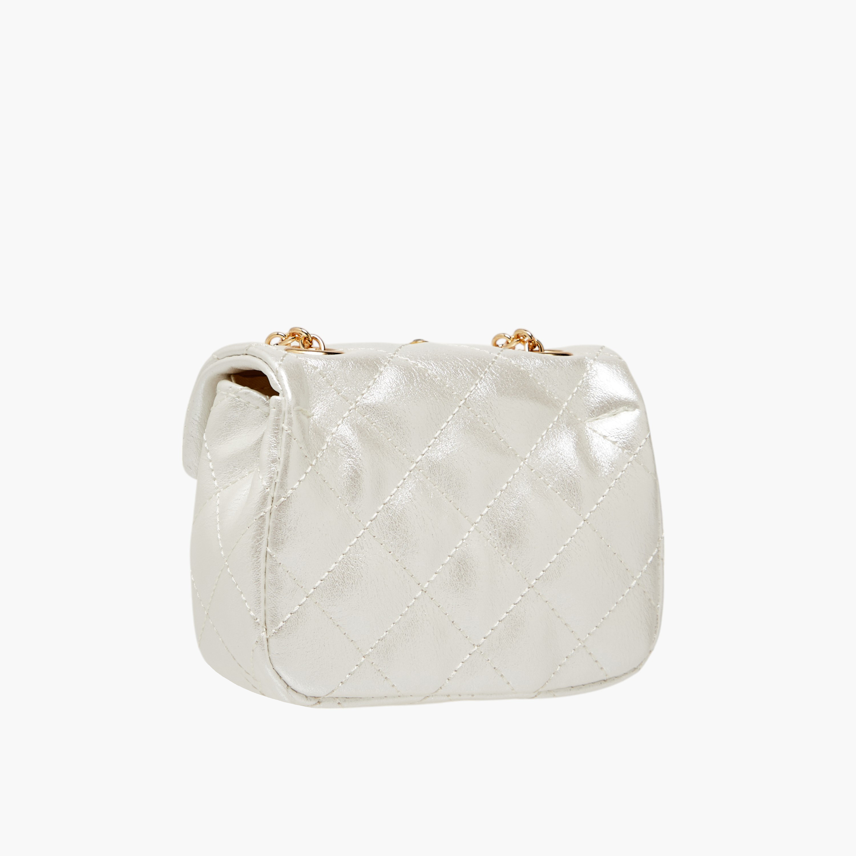 Little Missy Embellished Crossbody Bag with Chain Strap and Button Closure-girls-accessories-bags-image-3