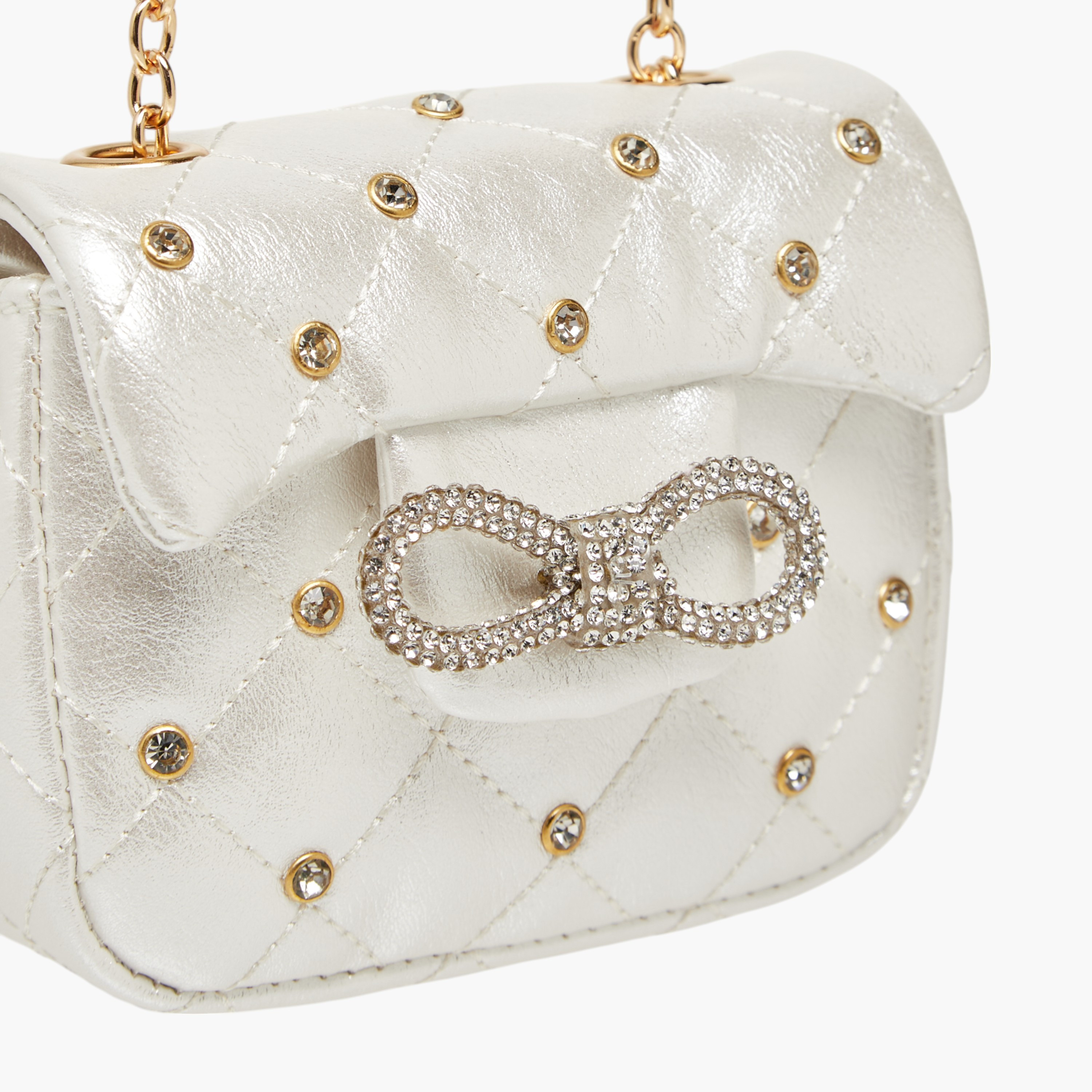 Little Missy Embellished Crossbody Bag with Chain Strap and Button Closure-girls-accessories-bags-image-4