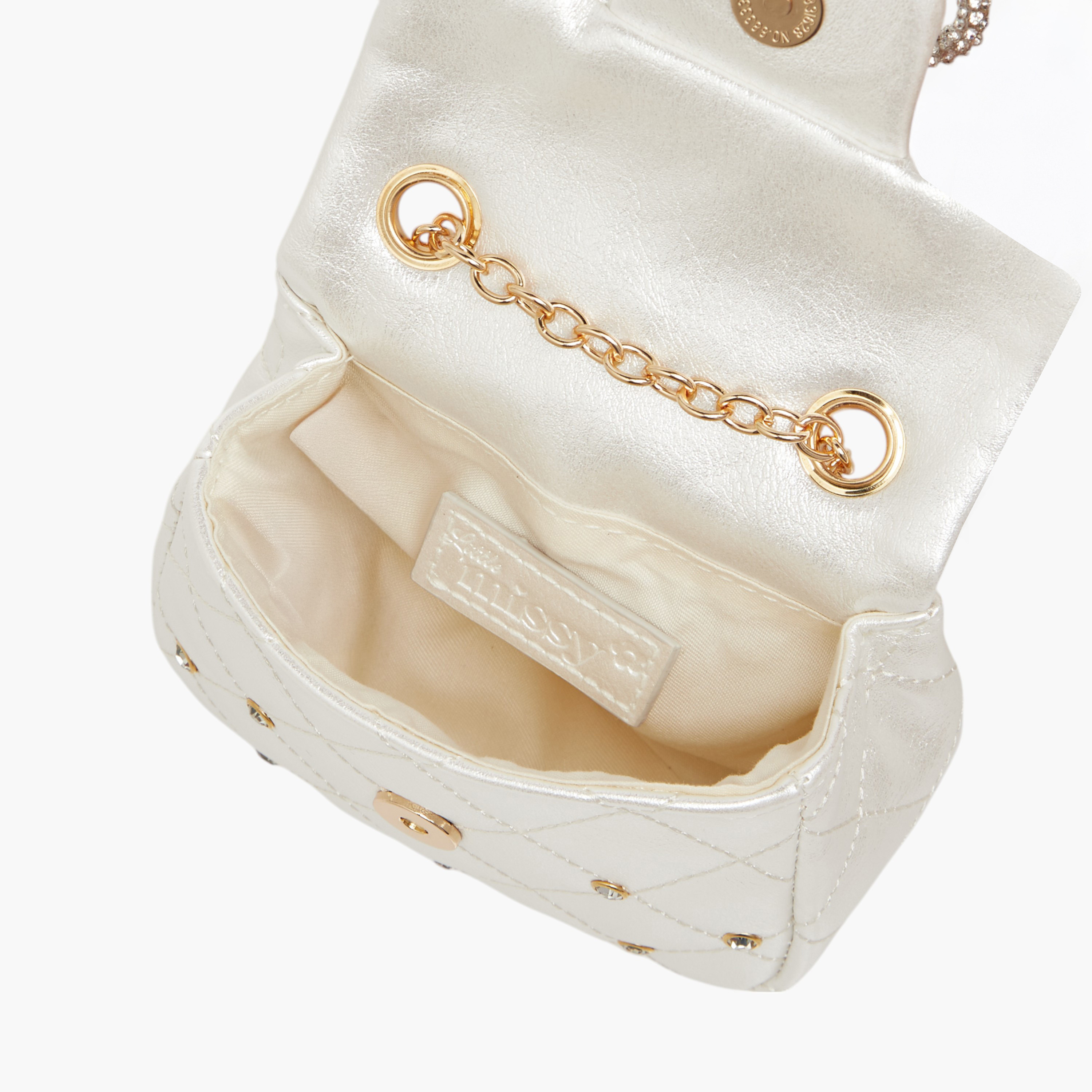 Little Missy Embellished Crossbody Bag with Chain Strap and Button Closure-girls-accessories-bags-image-6