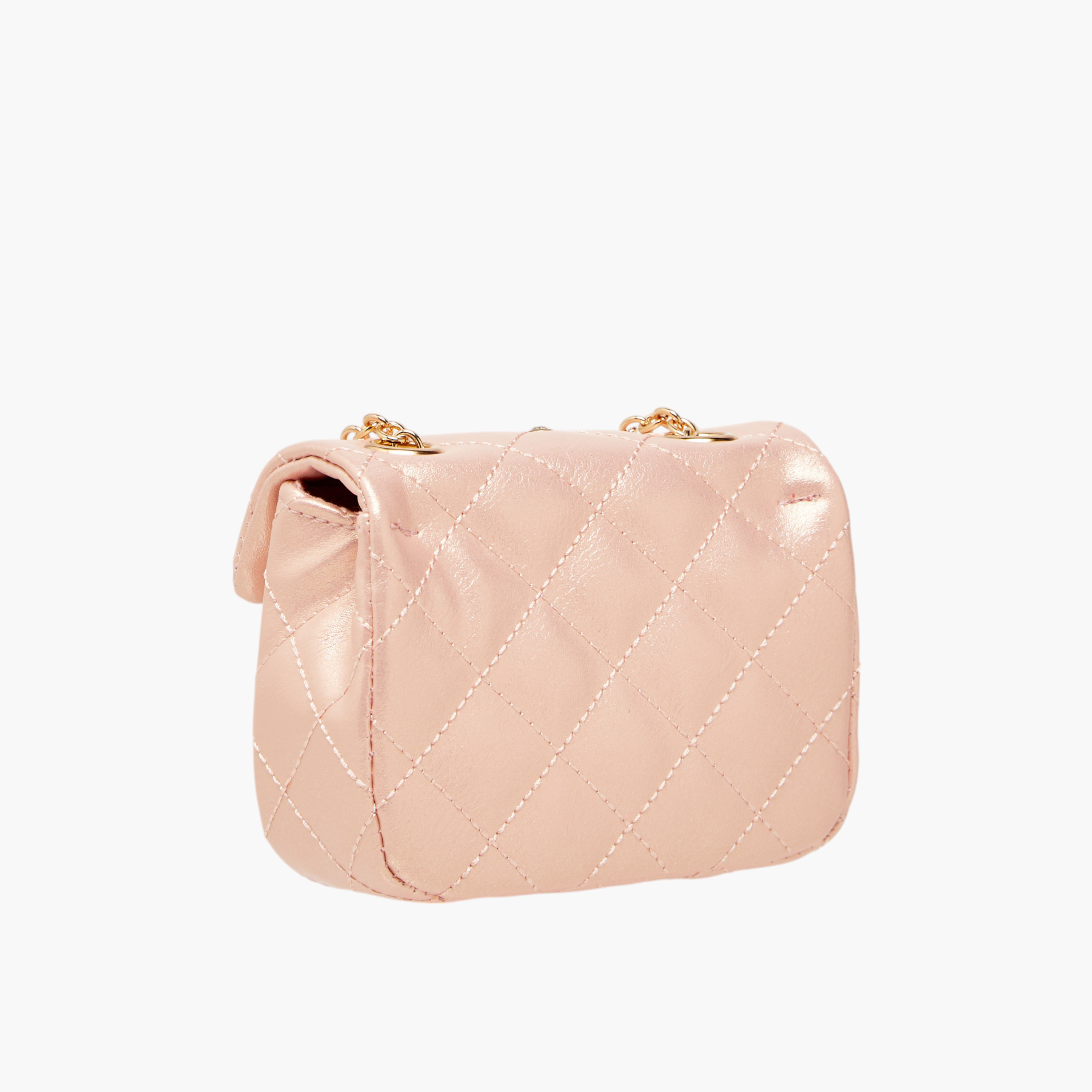 Little Missy Embellished Crossbody Bag with Chain Strap and Button Closure-girls-accessories-bags-image-3